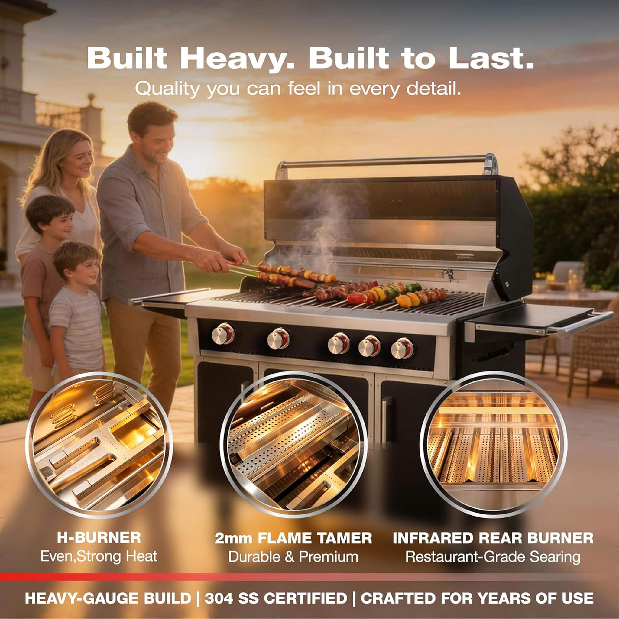 49-Inch Professional 99K BTU Outdoor Stainless Steel BBQ Grill (SAK91342)