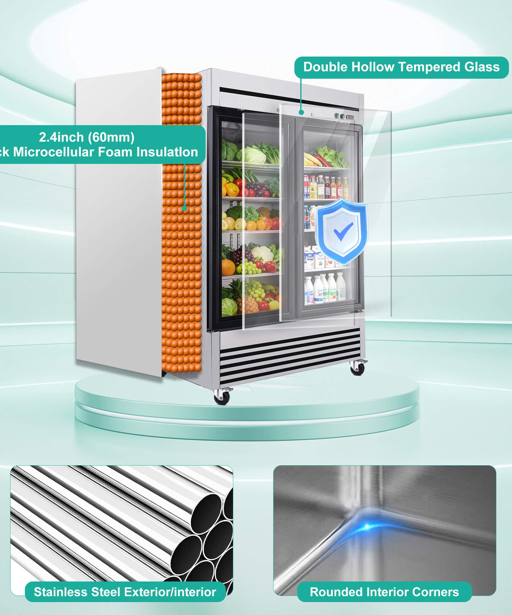 49-Inch Upright Commercial Reach-In Display Refrigerator (SAK16785)