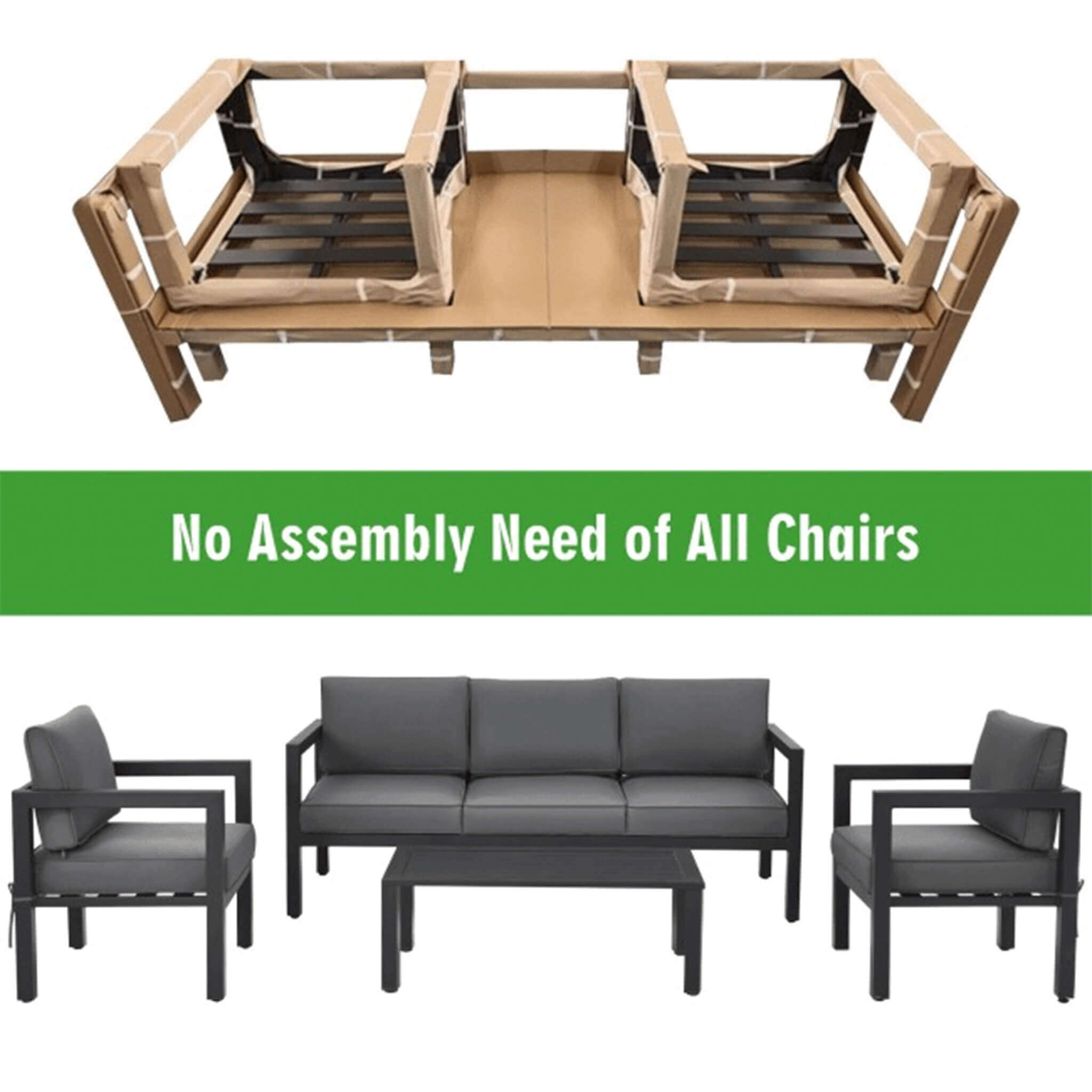 Alora 4-Piece Premium Outdoor Aluminum Furniture Set For Backyard & Poolside (SAK73532)