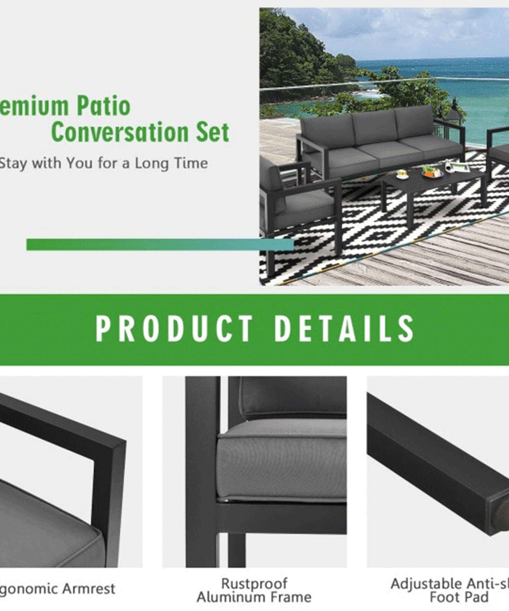 Alora 4-Piece Premium Outdoor Aluminum Furniture Set For Backyard & Poolside (SAK73532)