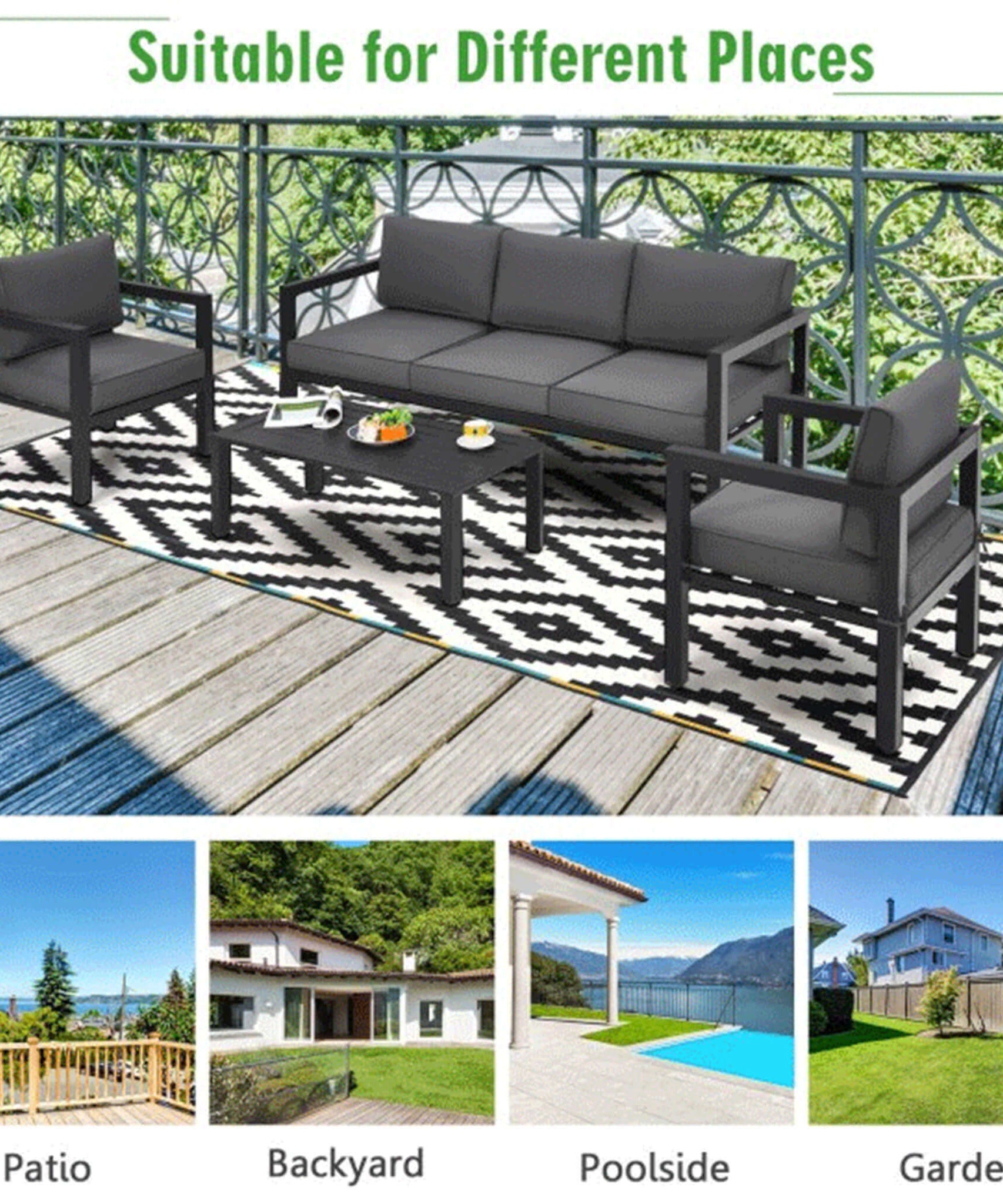 Alora 4-Piece Premium Outdoor Aluminum Furniture Set For Backyard & Poolside (SAK73532)