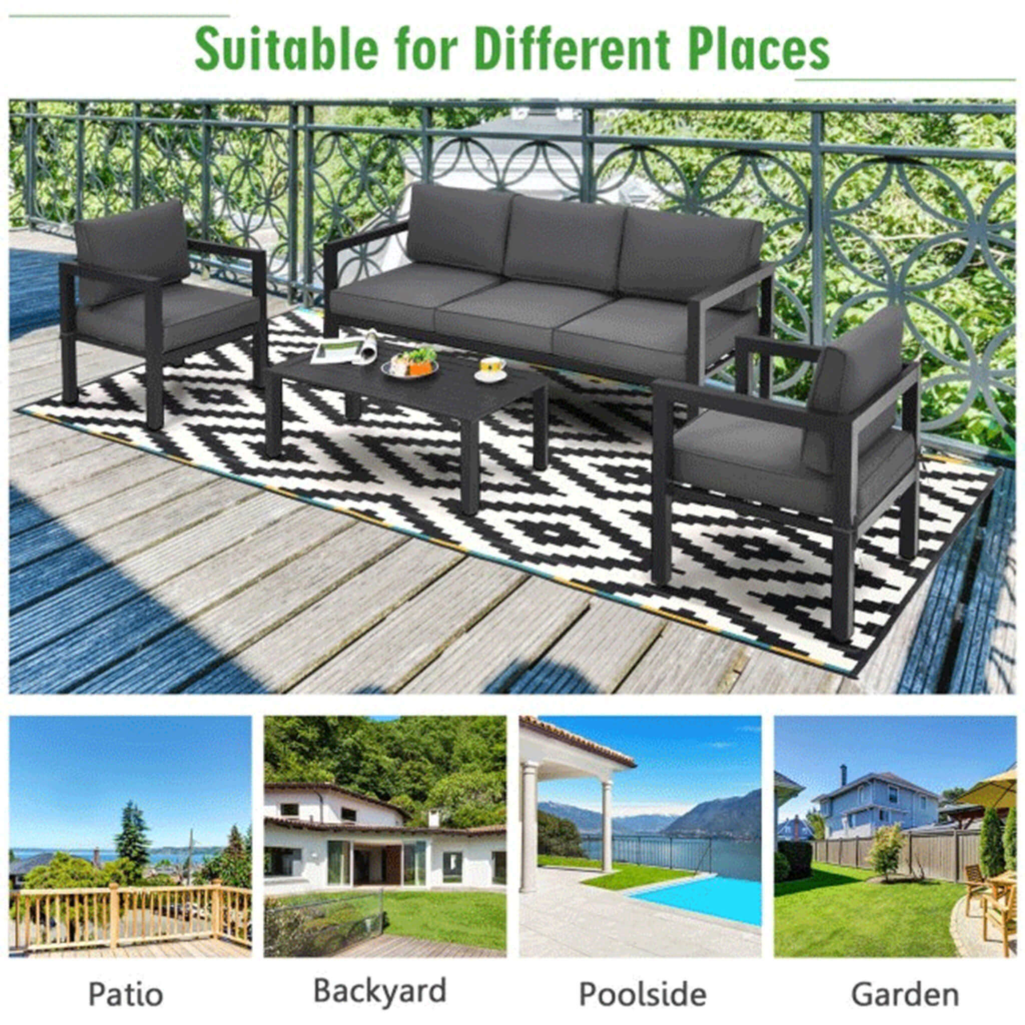 Alora 4-Piece Premium Outdoor Aluminum Furniture Set For Backyard & Poolside (SAK73532)