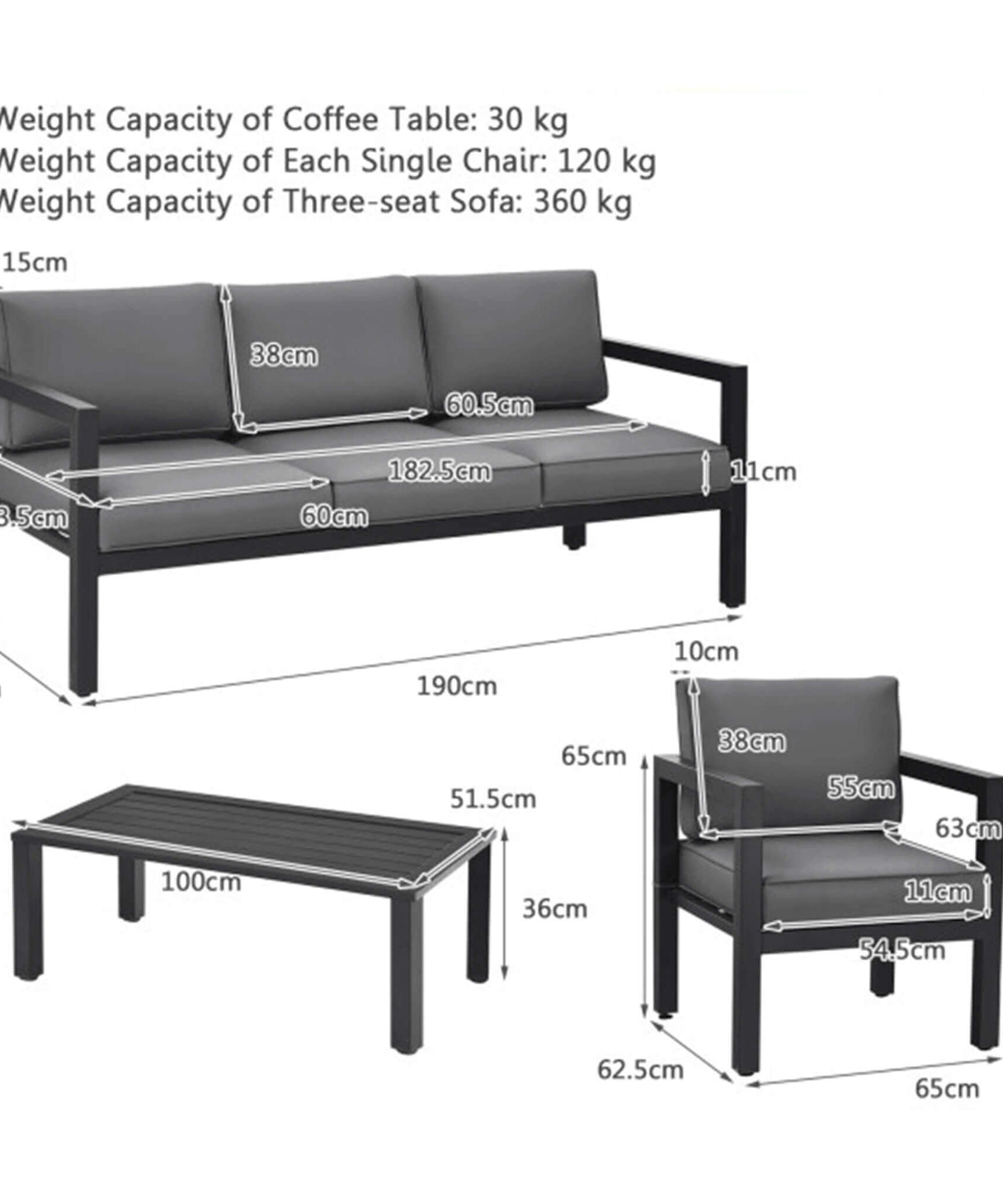 Alora 4-Piece Premium Outdoor Aluminum Furniture Set For Backyard & Poolside (SAK73532)