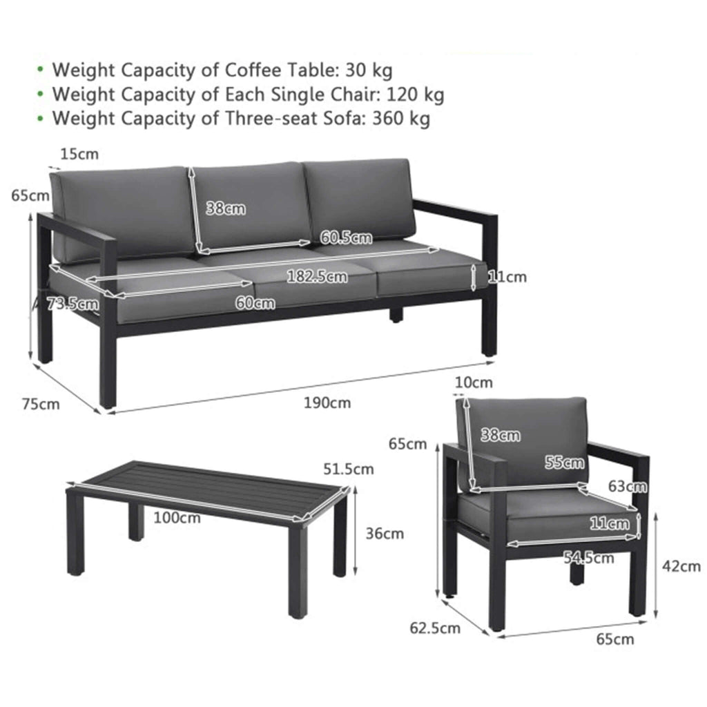 Alora 4-Piece Premium Outdoor Aluminum Furniture Set For Backyard & Poolside (SAK73532)