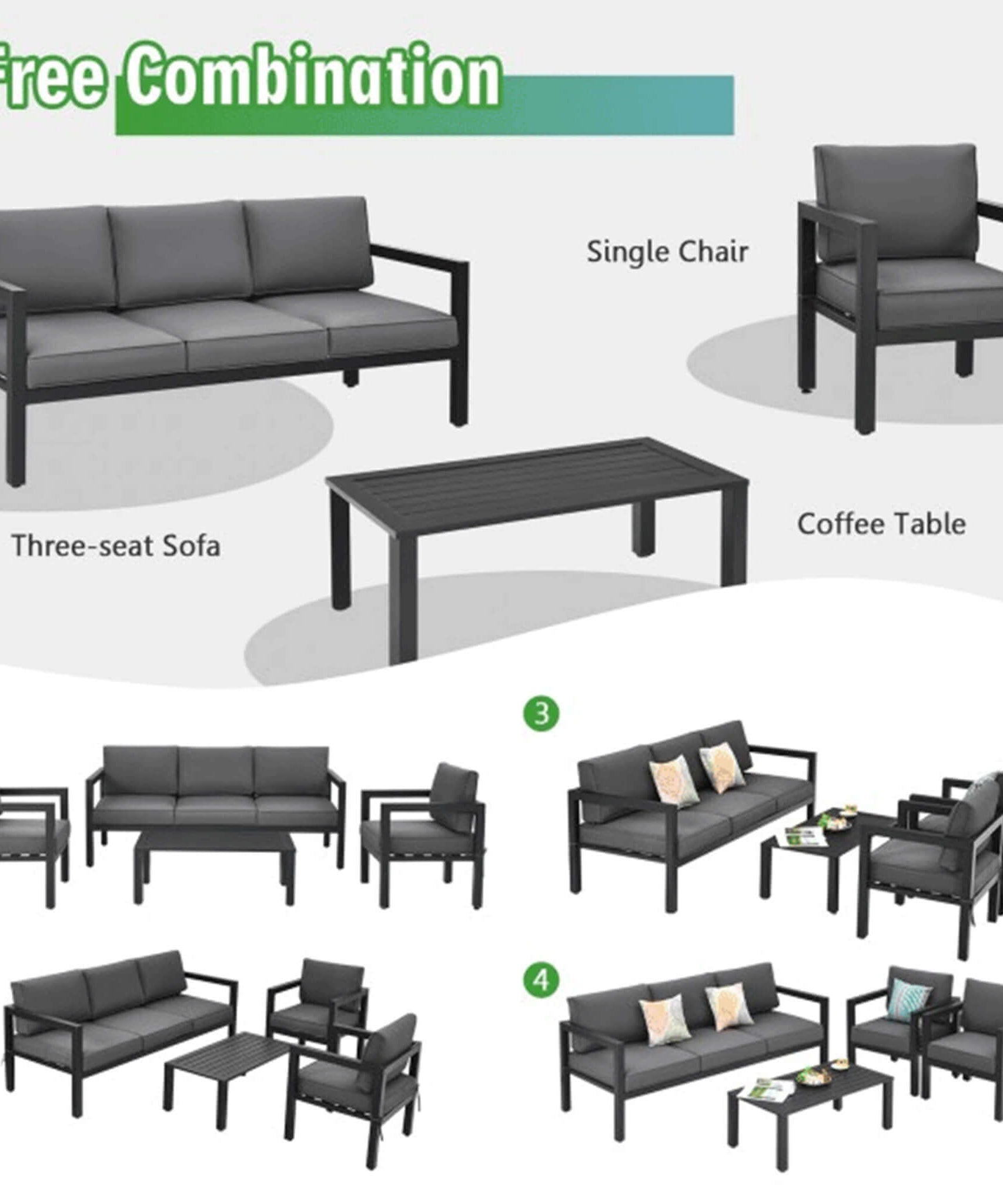 Alora 4-Piece Premium Outdoor Aluminum Furniture Set For Backyard & Poolside (SAK73532)