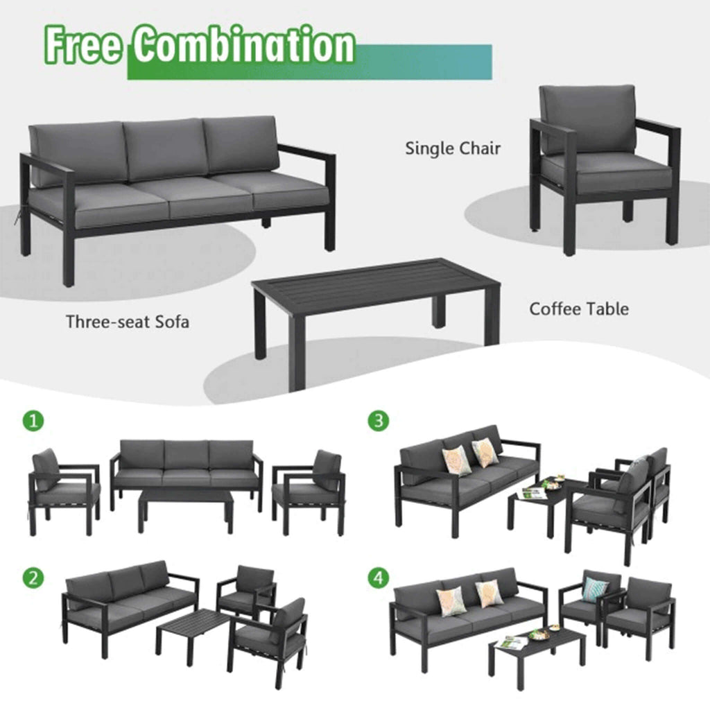 Alora 4-Piece Premium Outdoor Aluminum Furniture Set For Backyard & Poolside (SAK73532)