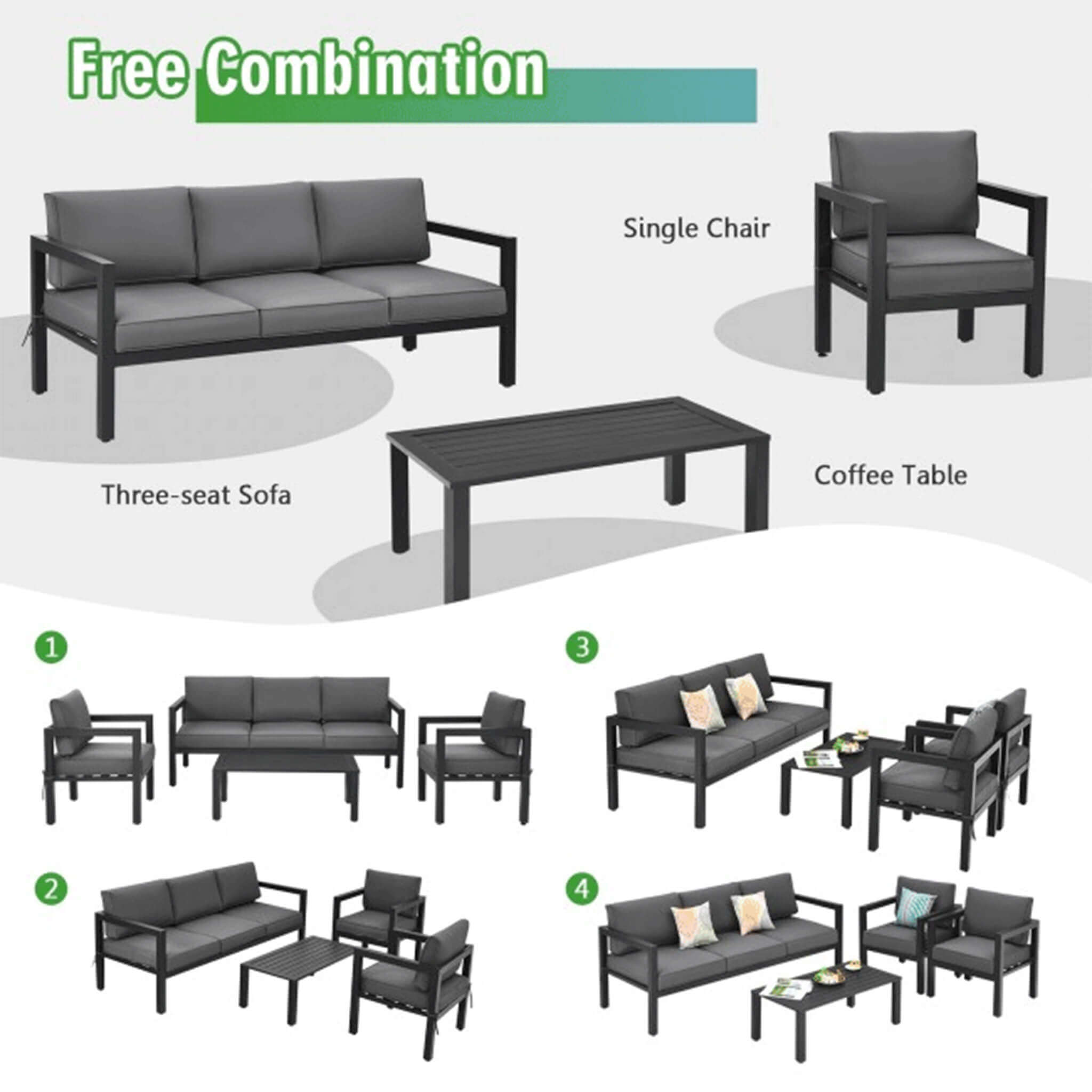 Alora 4-Piece Premium Outdoor Aluminum Furniture Set For Backyard & Poolside (SAK73532)