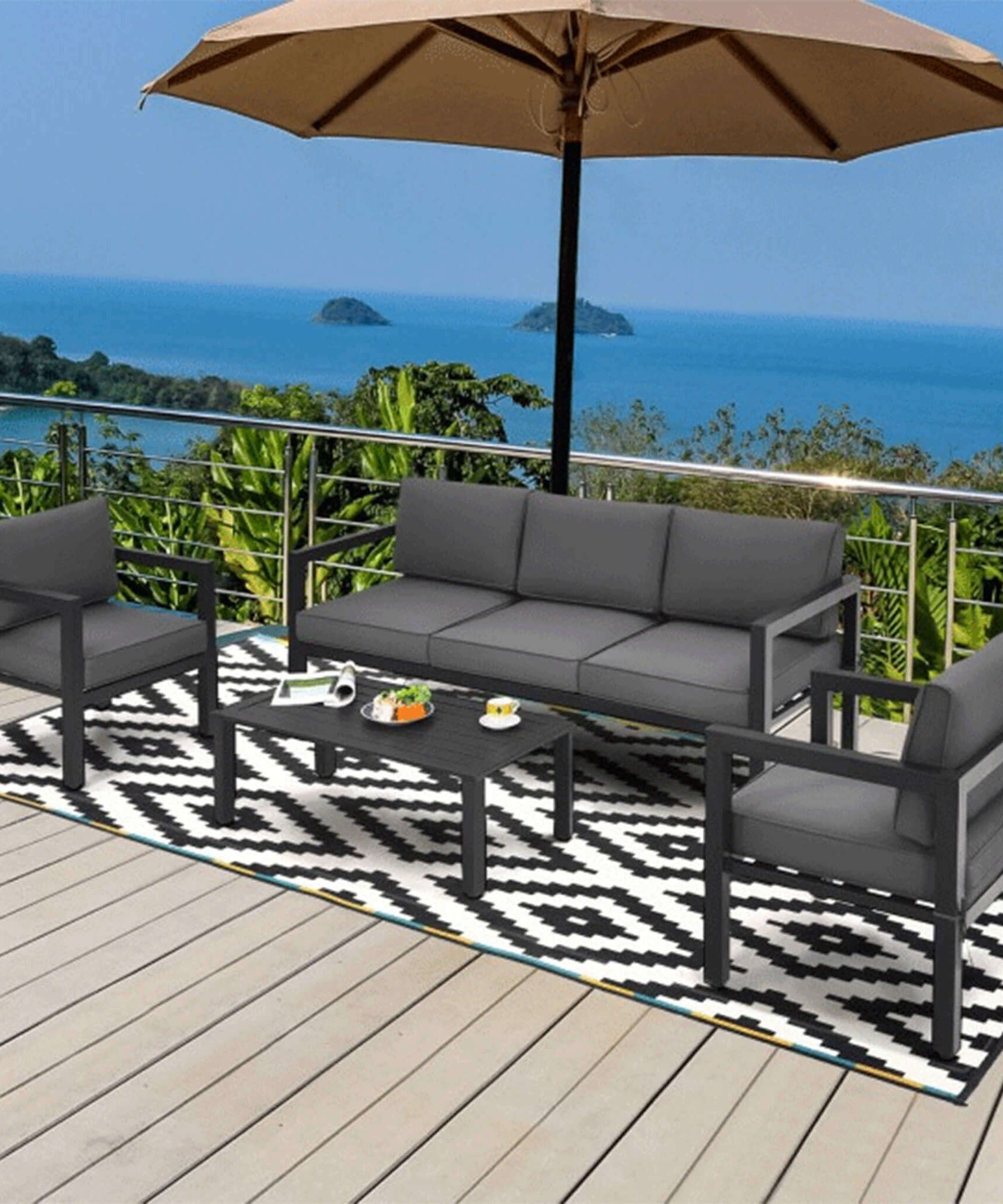 Alora 4-Piece Premium Outdoor Aluminum Furniture Set For Backyard & Poolside (SAK73532)