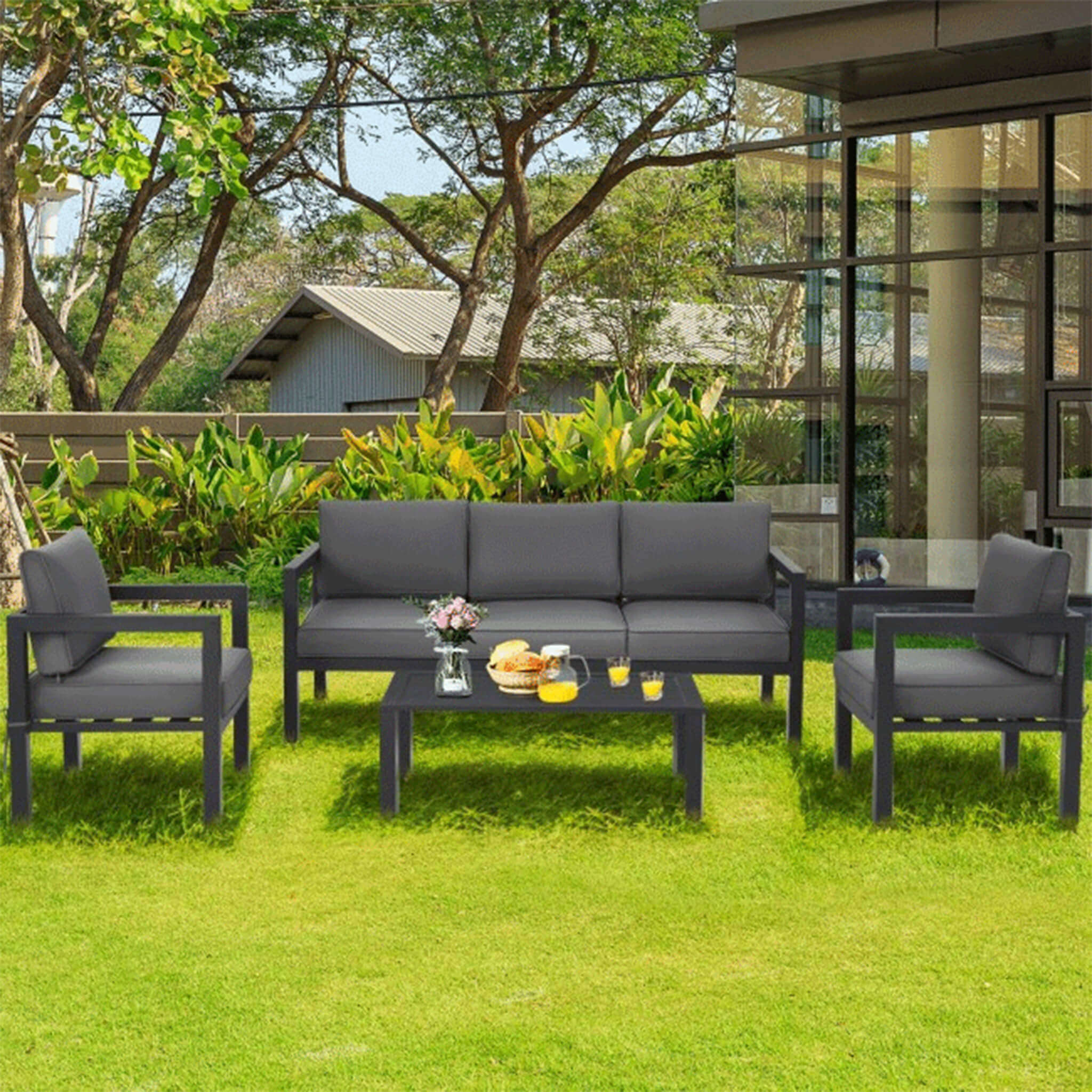 Alora 4-Piece Premium Outdoor Aluminum Furniture Set For Backyard & Poolside (SAK73532)