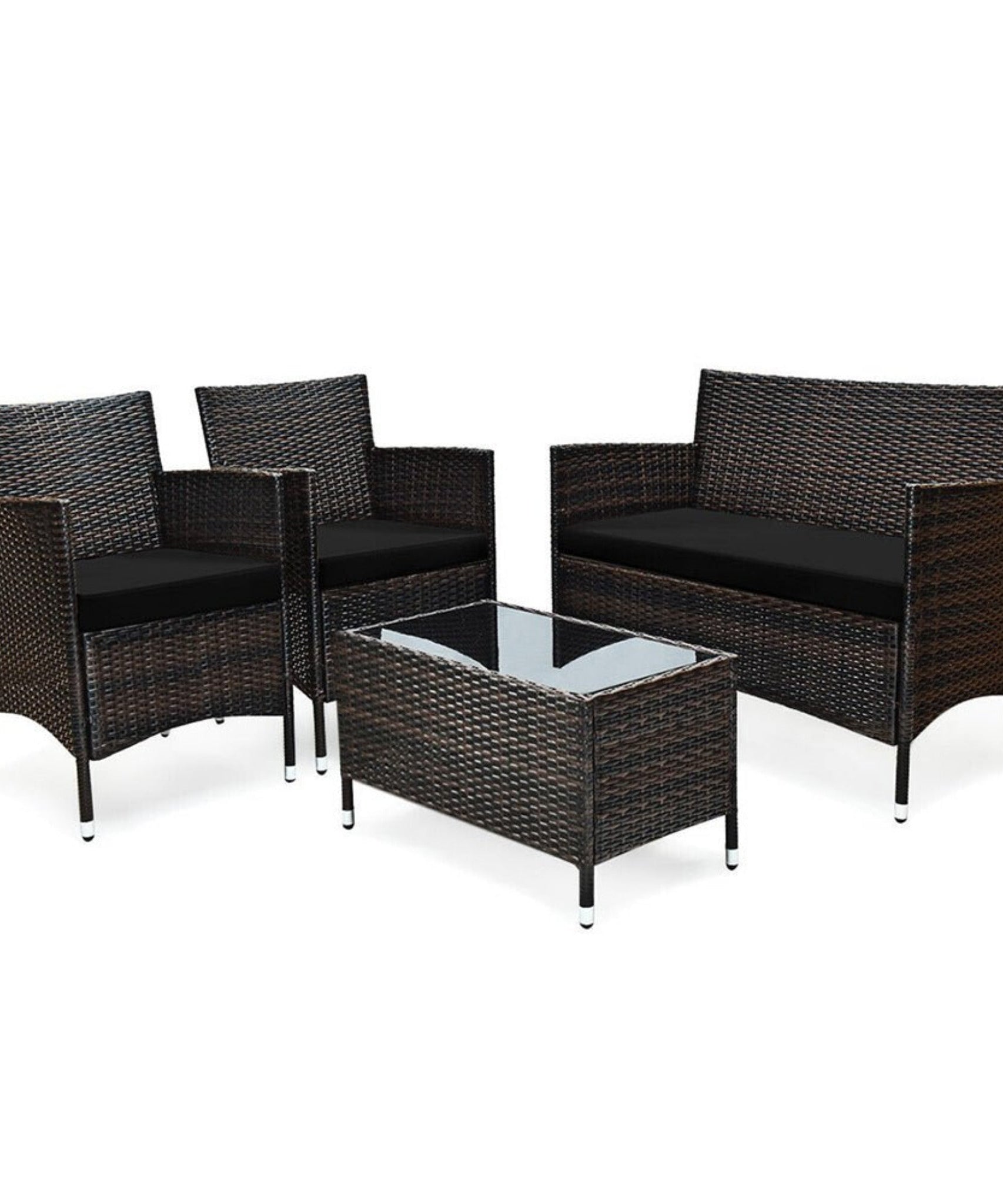 Alora 4-Piece Outdoor Rattan Patio Furniture Set With Cushions & Coffee Table (SAK75463)
