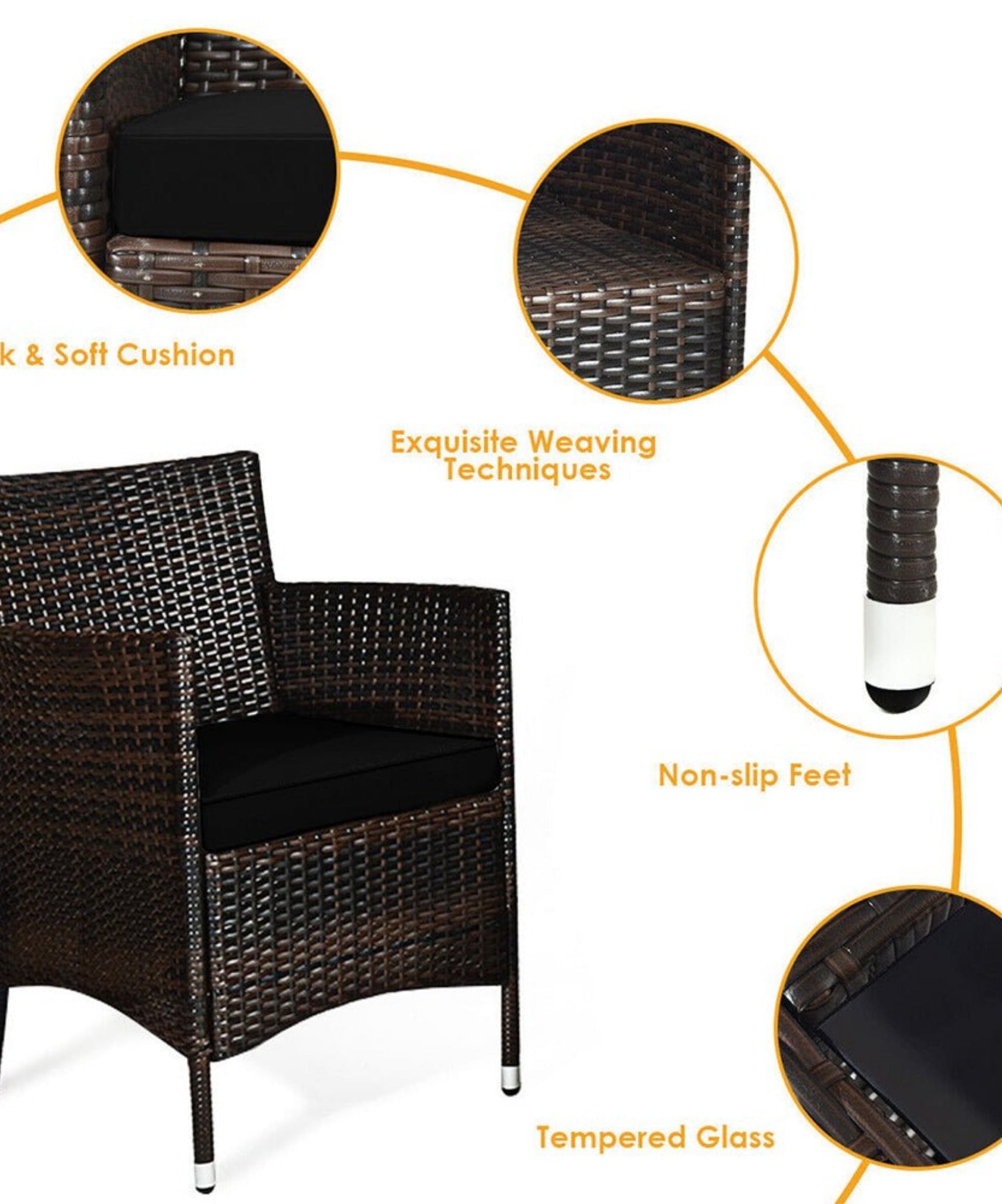Alora 4-Piece Outdoor Rattan Patio Furniture Set With Cushions & Coffee Table (SAK75463)