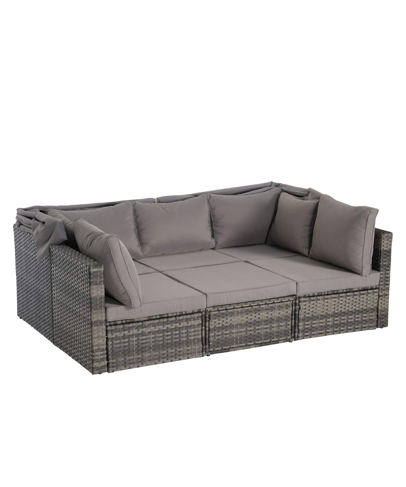 Alora 5-Piece Outdoor Patio Wicker Daybed Furniture Set With Retractable Canopy (SAK37816)