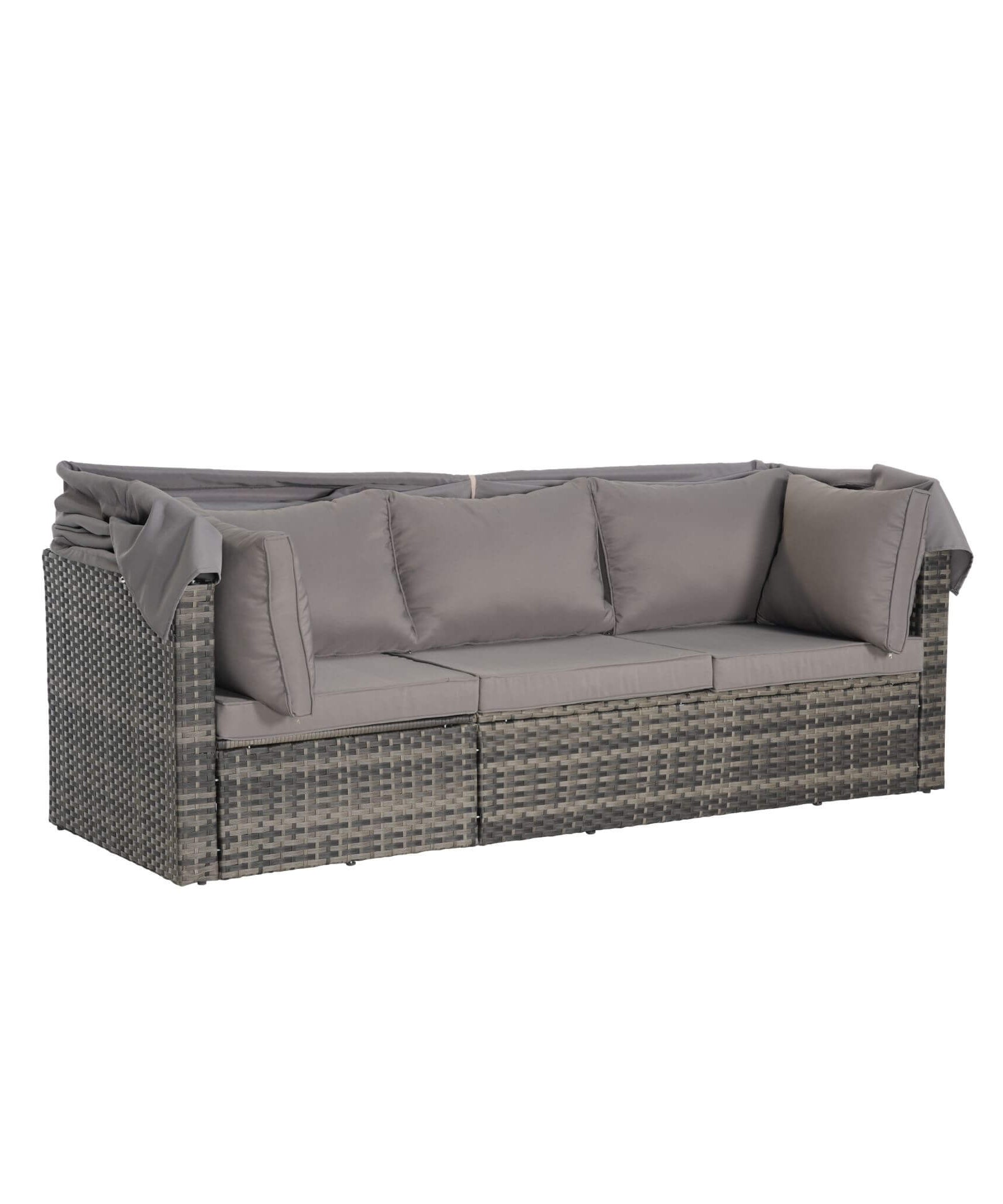 Alora 5-Piece Outdoor Patio Wicker Daybed Furniture Set With Retractable Canopy (SAK37816)