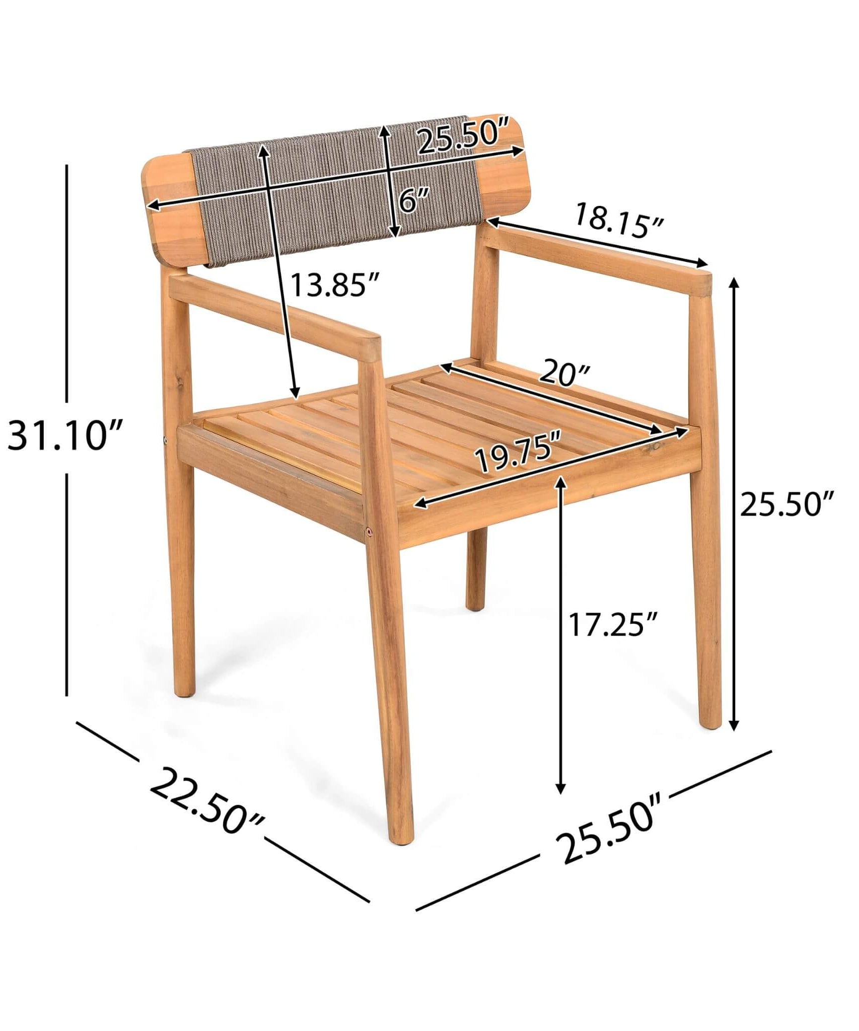Alora Premium 5-Piece Acacia Wooden Outdoor Furniture Patio Set With Dining Chairs And Table (SAK70445)