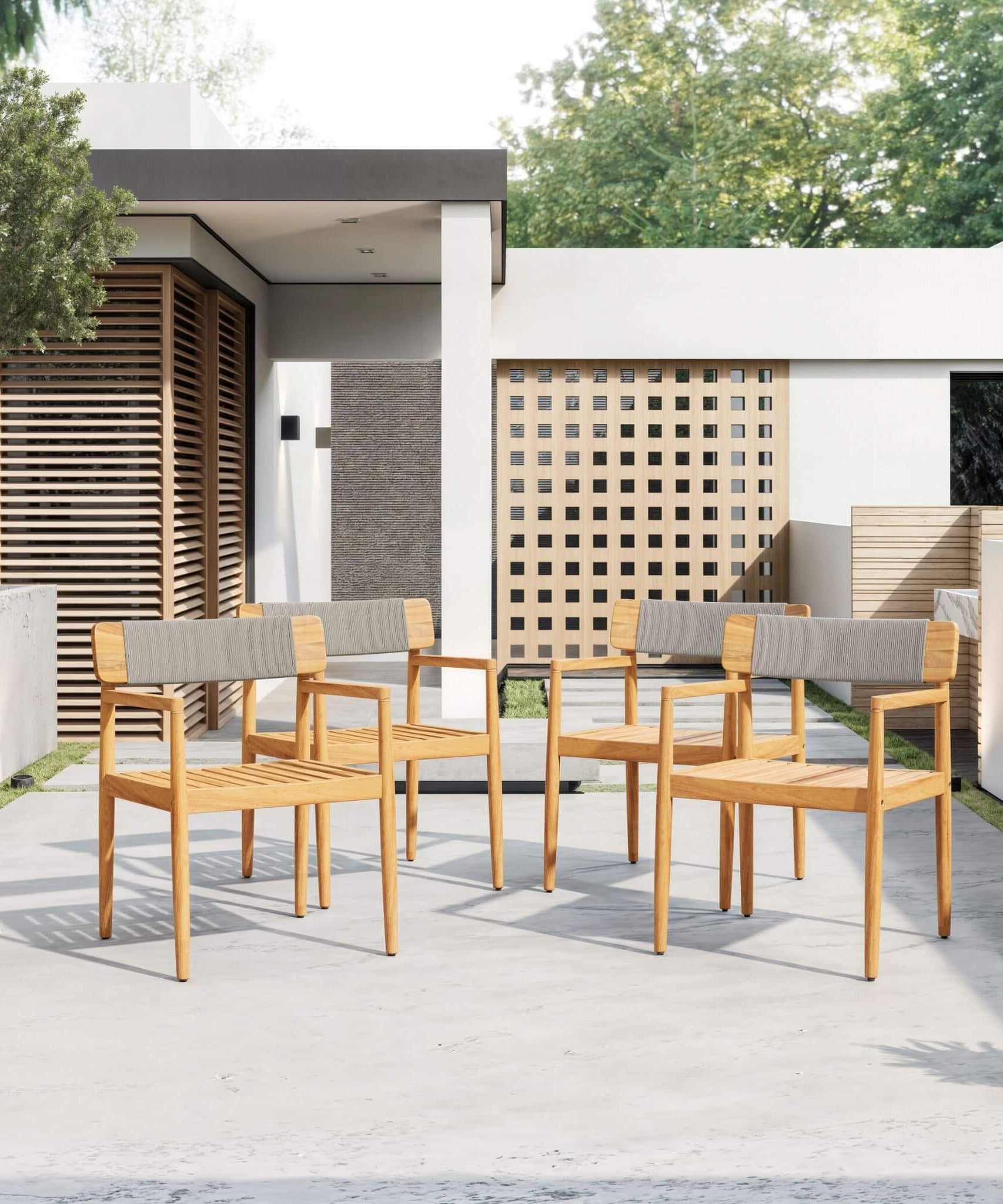 Alora Premium 5-Piece Acacia Wooden Outdoor Furniture Patio Set With Dining Chairs And Table (SAK70445)