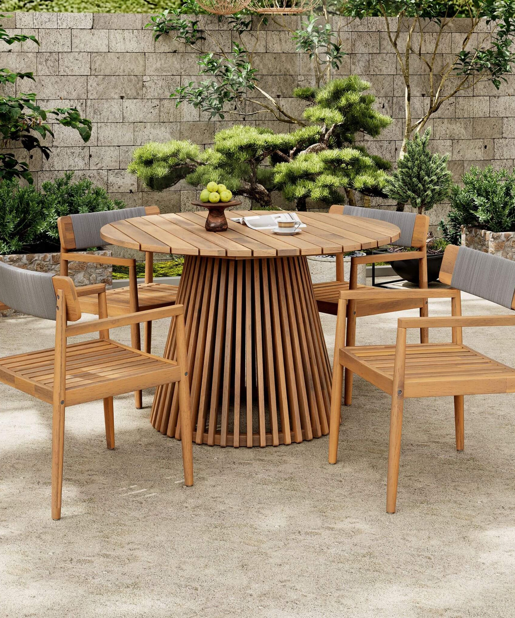 Alora Premium 5-Piece Acacia Wooden Outdoor Furniture Patio Set With Dining Chairs And Table (SAK70445)