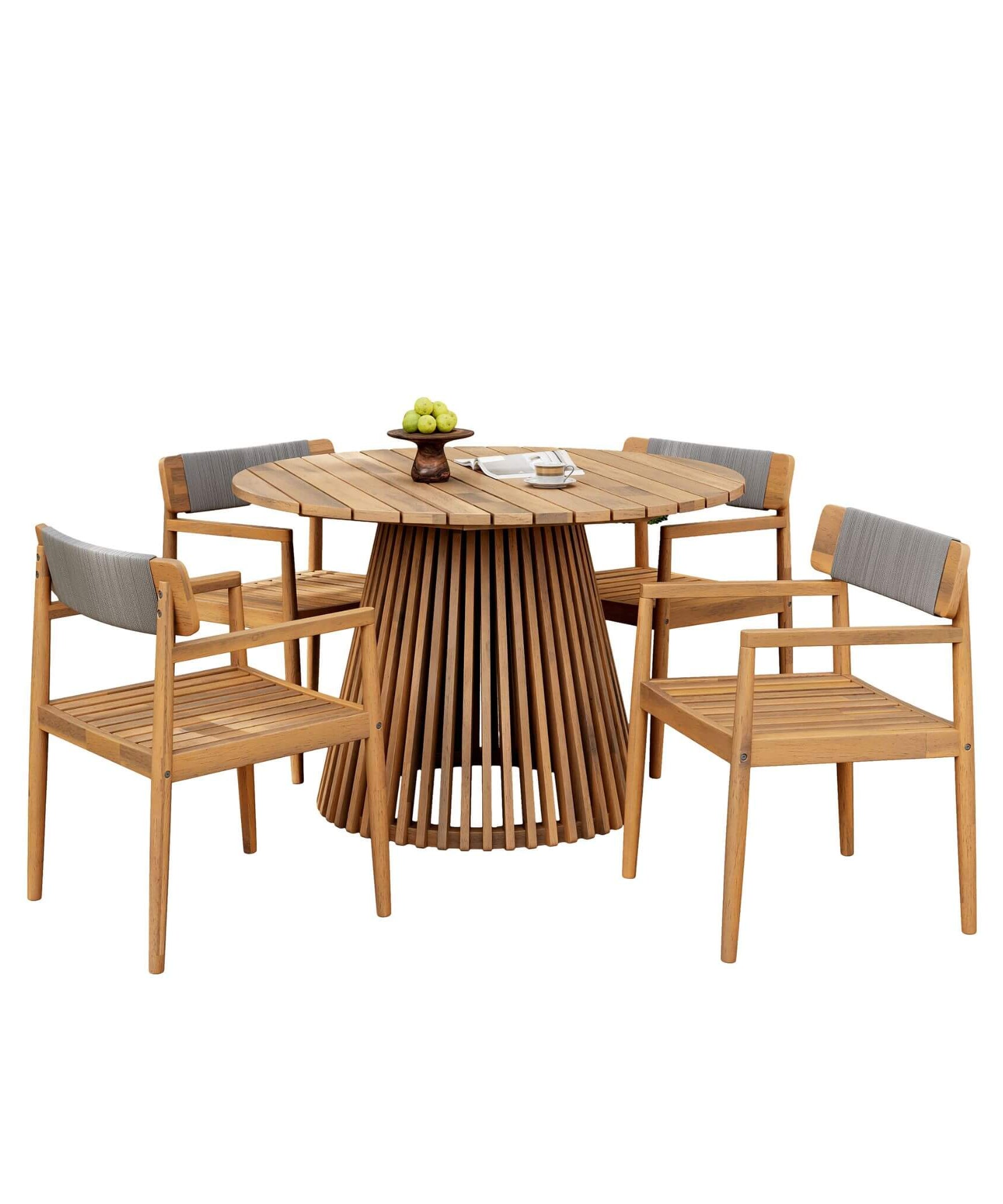 Alora Premium 5-Piece Acacia Wooden Outdoor Furniture Patio Set With Dining Chairs And Table (SAK70445)
