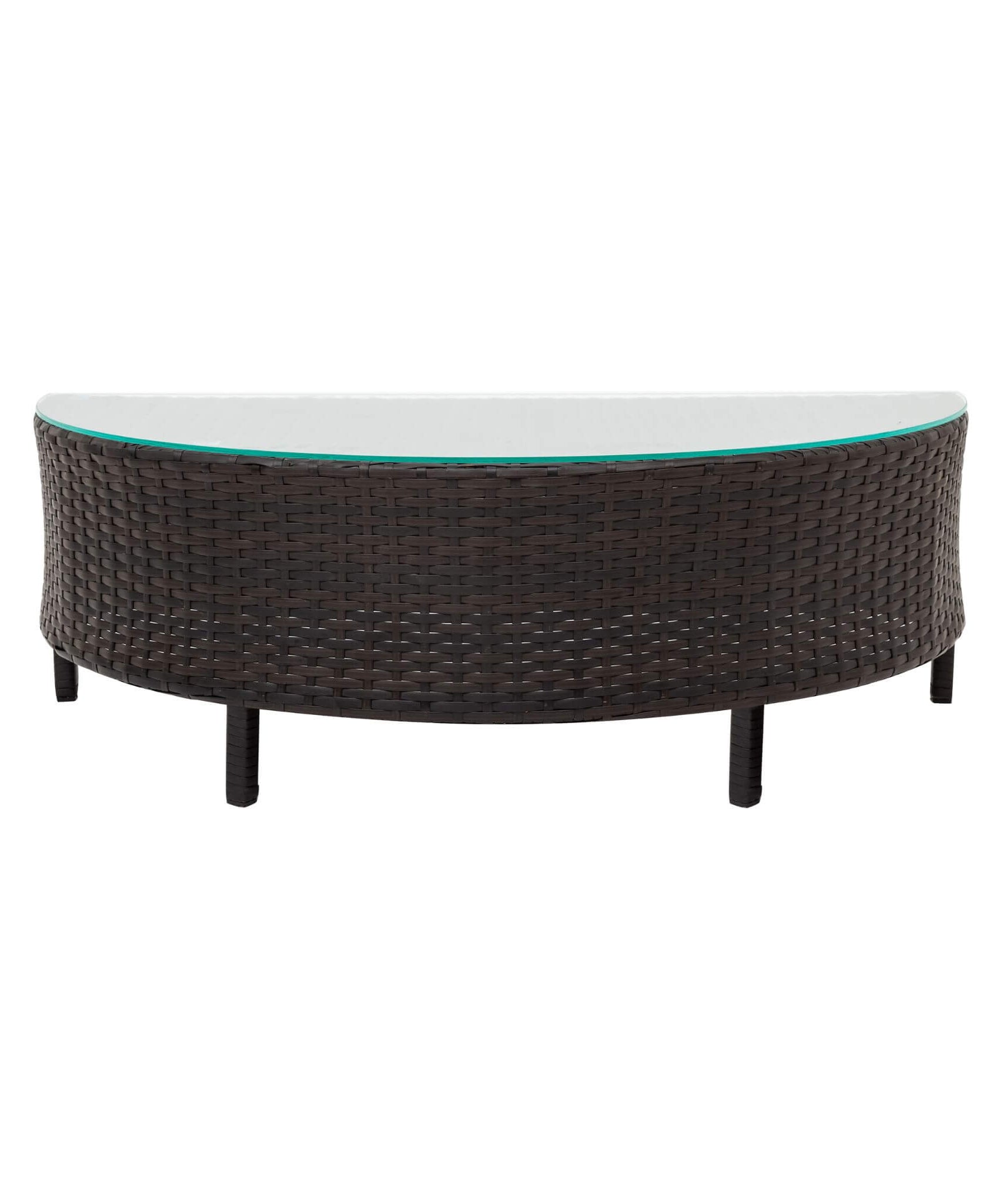 Alora Premium 5-Piece All-Weather Half-Moon Outdoor Rattan Wicker Patio Sectional Sofa Furniture Set With Tempered Glass Table (SAK32615)