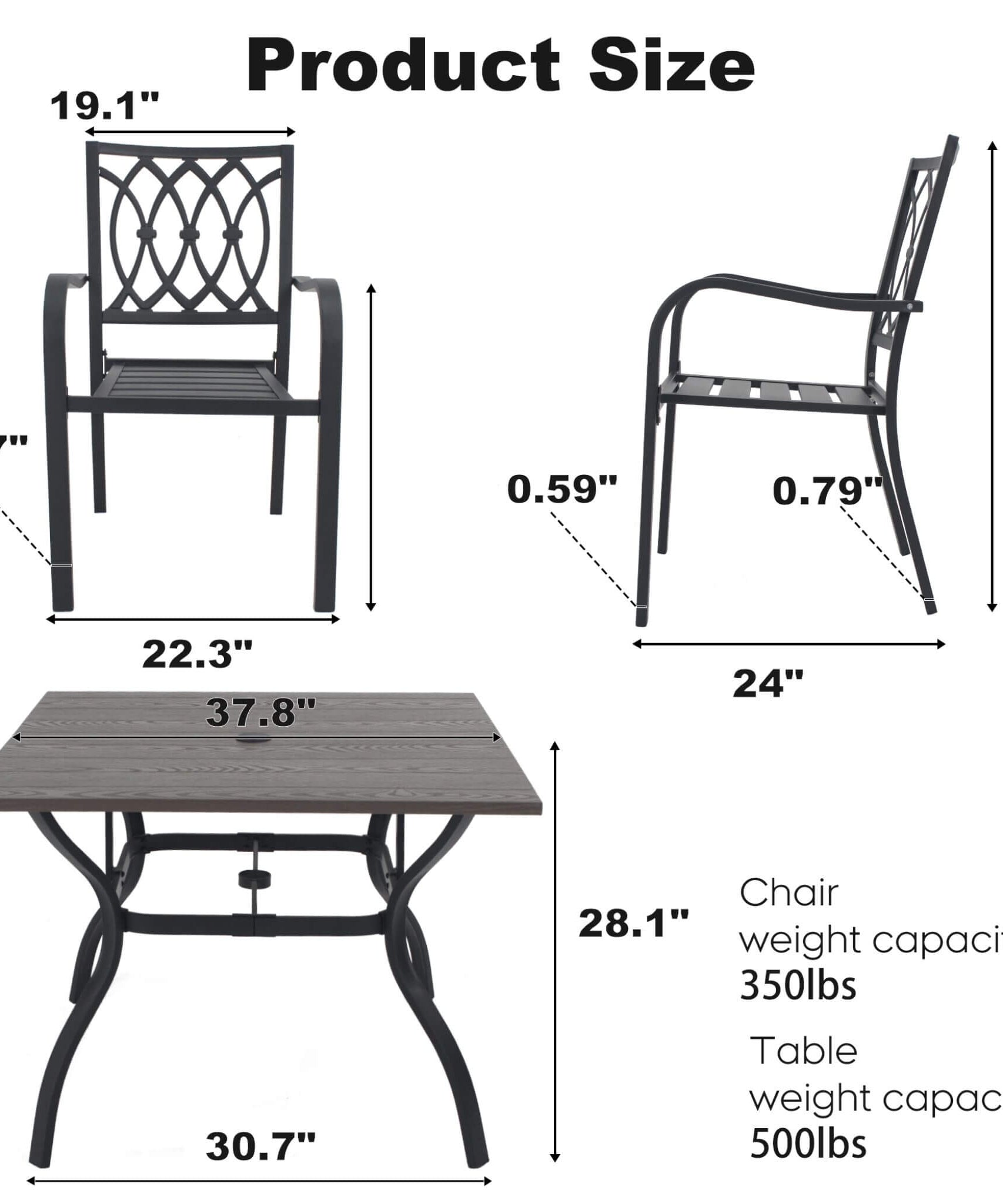 Alora 5-Piece Outdoor Dining Set With 4 Heavy-Duty Chairs And Square Table With Umbrella Hole [UMBRELLA NOT INCLUDED] (SAK93546)