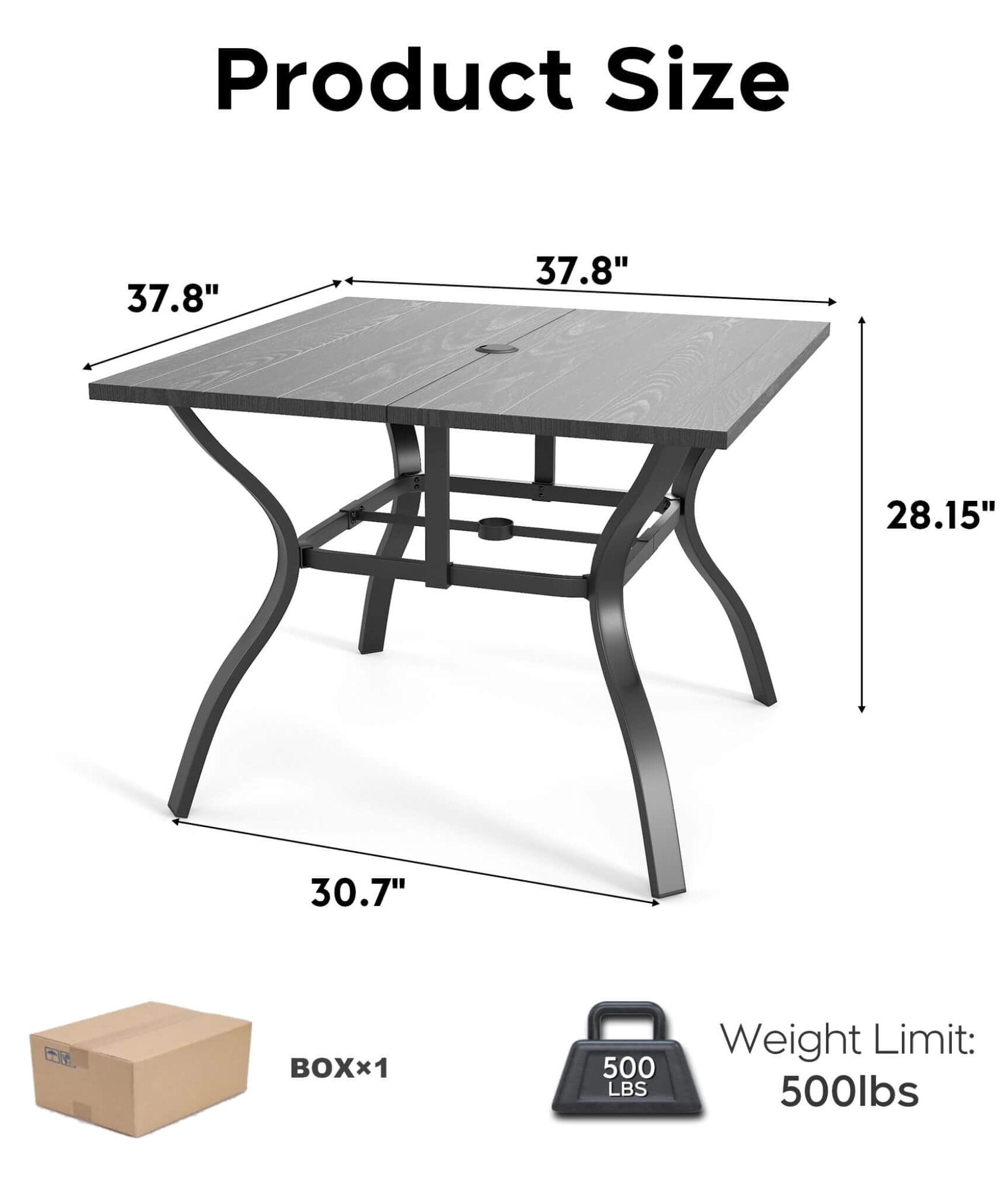 Alora 5-Piece Outdoor Dining Set With 4 Heavy-Duty Chairs And Square Table With Umbrella Hole [UMBRELLA NOT INCLUDED] (SAK93546)