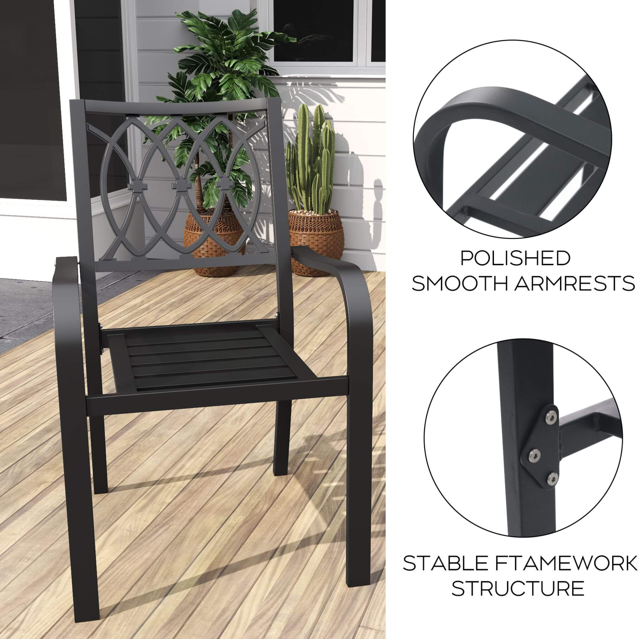 Alora 5-Piece Outdoor Dining Set With 4 Heavy-Duty Chairs And Square Table With Umbrella Hole [UMBRELLA NOT INCLUDED] (SAK93546)