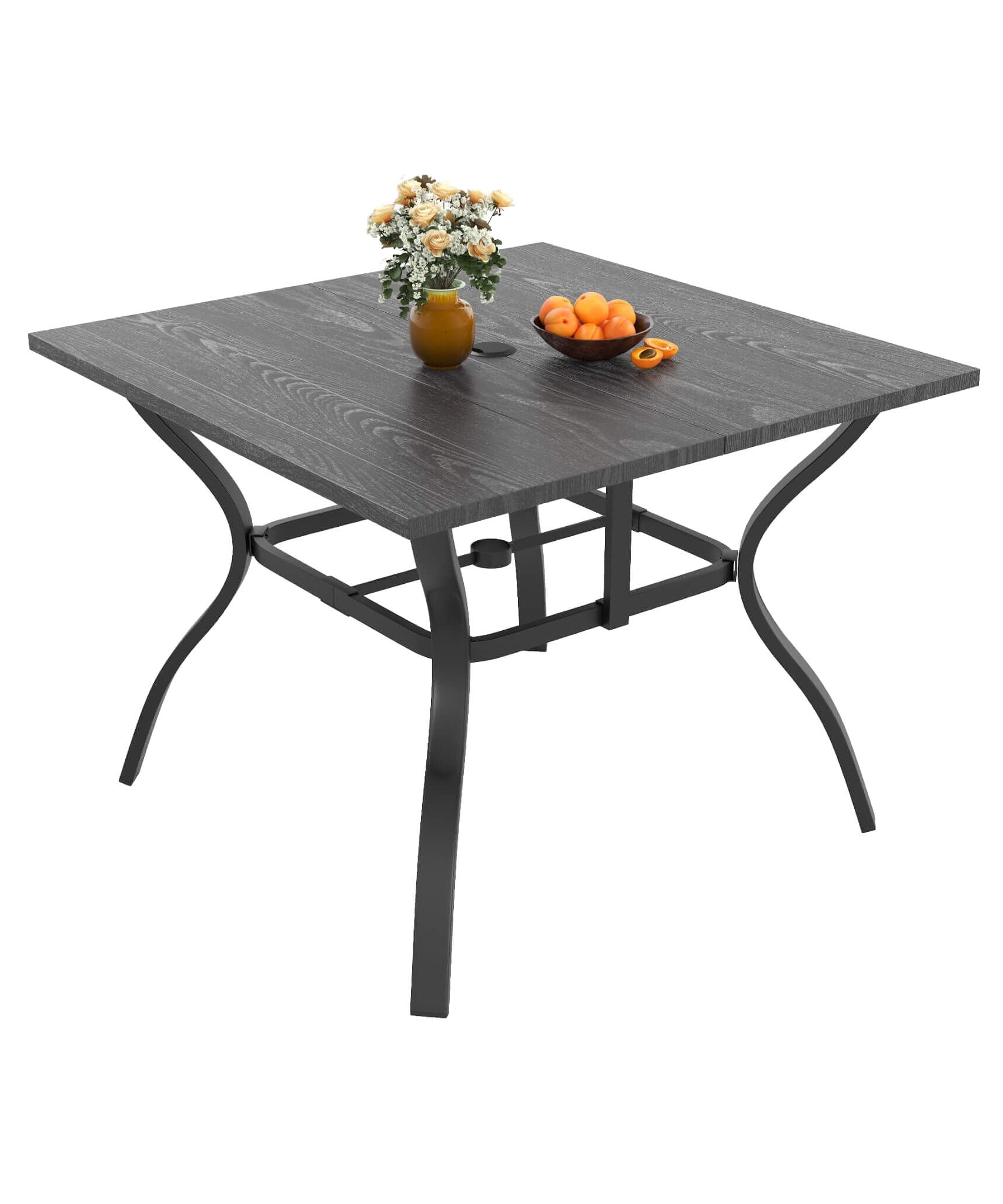 Alora 5-Piece Outdoor Dining Set With 4 Heavy-Duty Chairs And Square Table With Umbrella Hole [UMBRELLA NOT INCLUDED] (SAK93546)