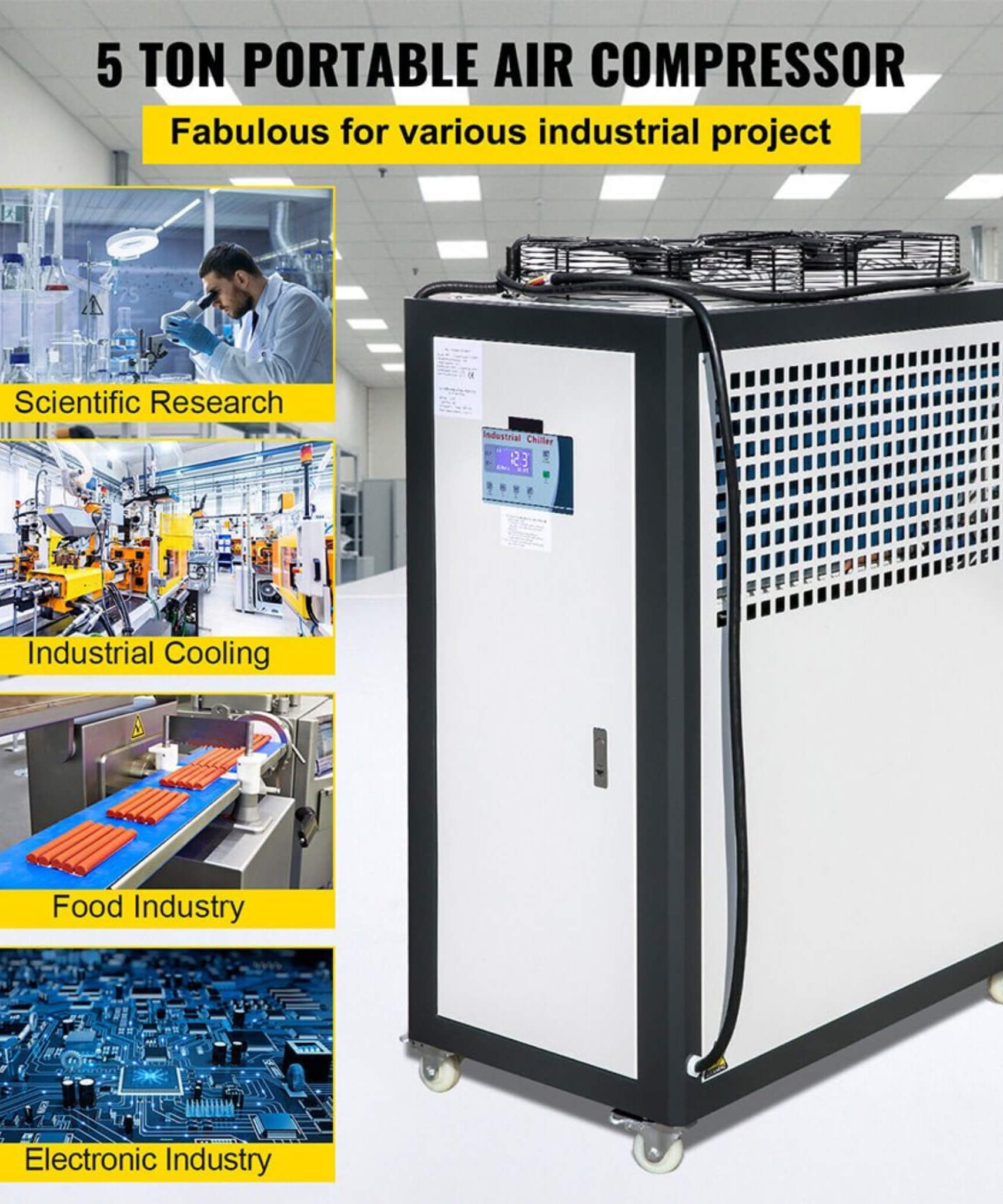 Smart Air-Cooled SS Industrial Water Chiller With LCD Display (SAK26458)