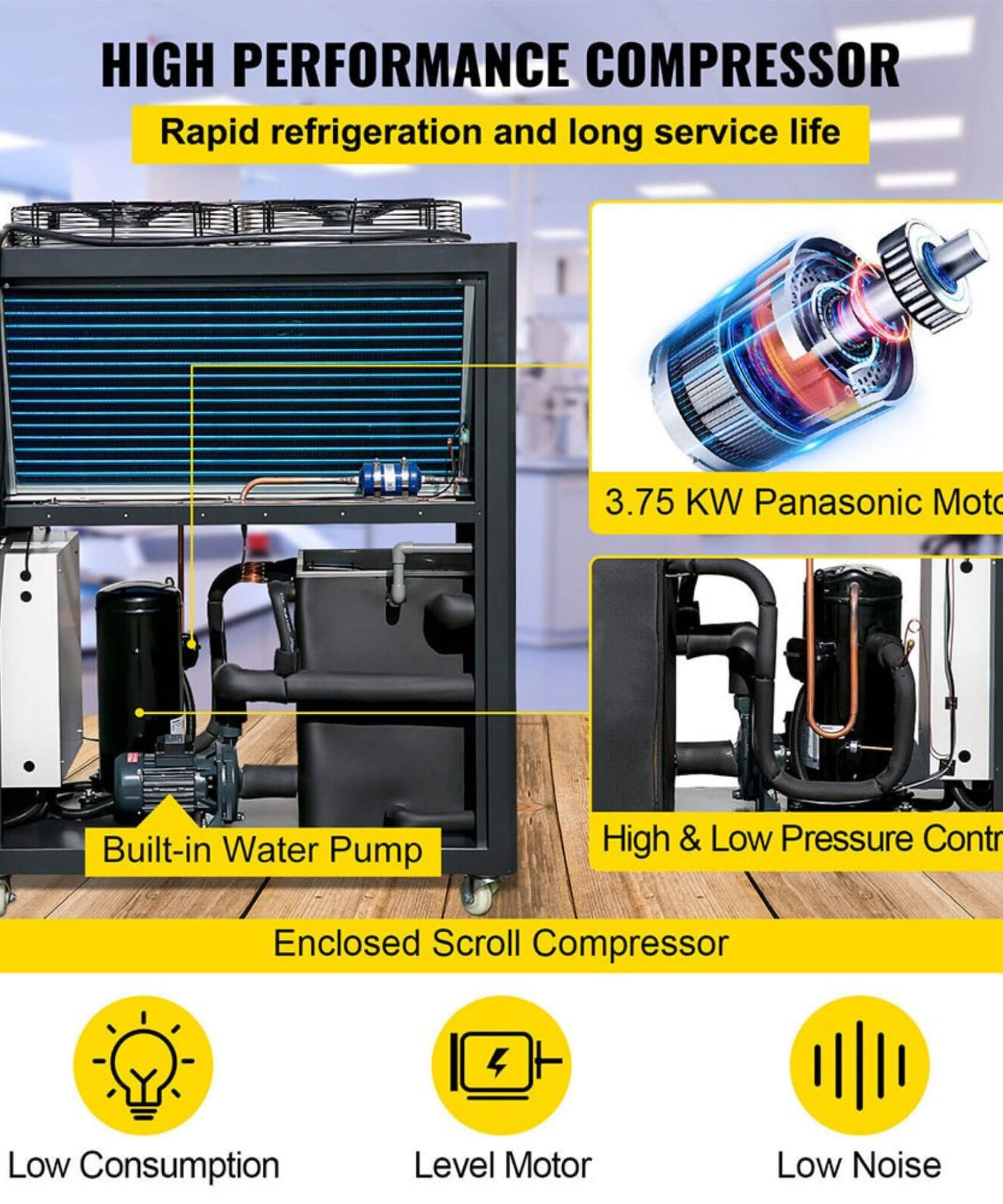 Smart Air-Cooled SS Industrial Water Chiller With LCD Display (SAK26458)