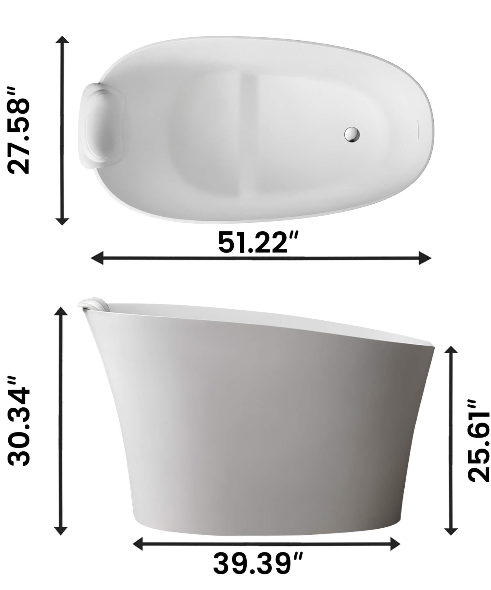 Nuvia 51-Inch Solid Surface Oval Freestanding Bathtub With Seat And Headrest (SAK61983)