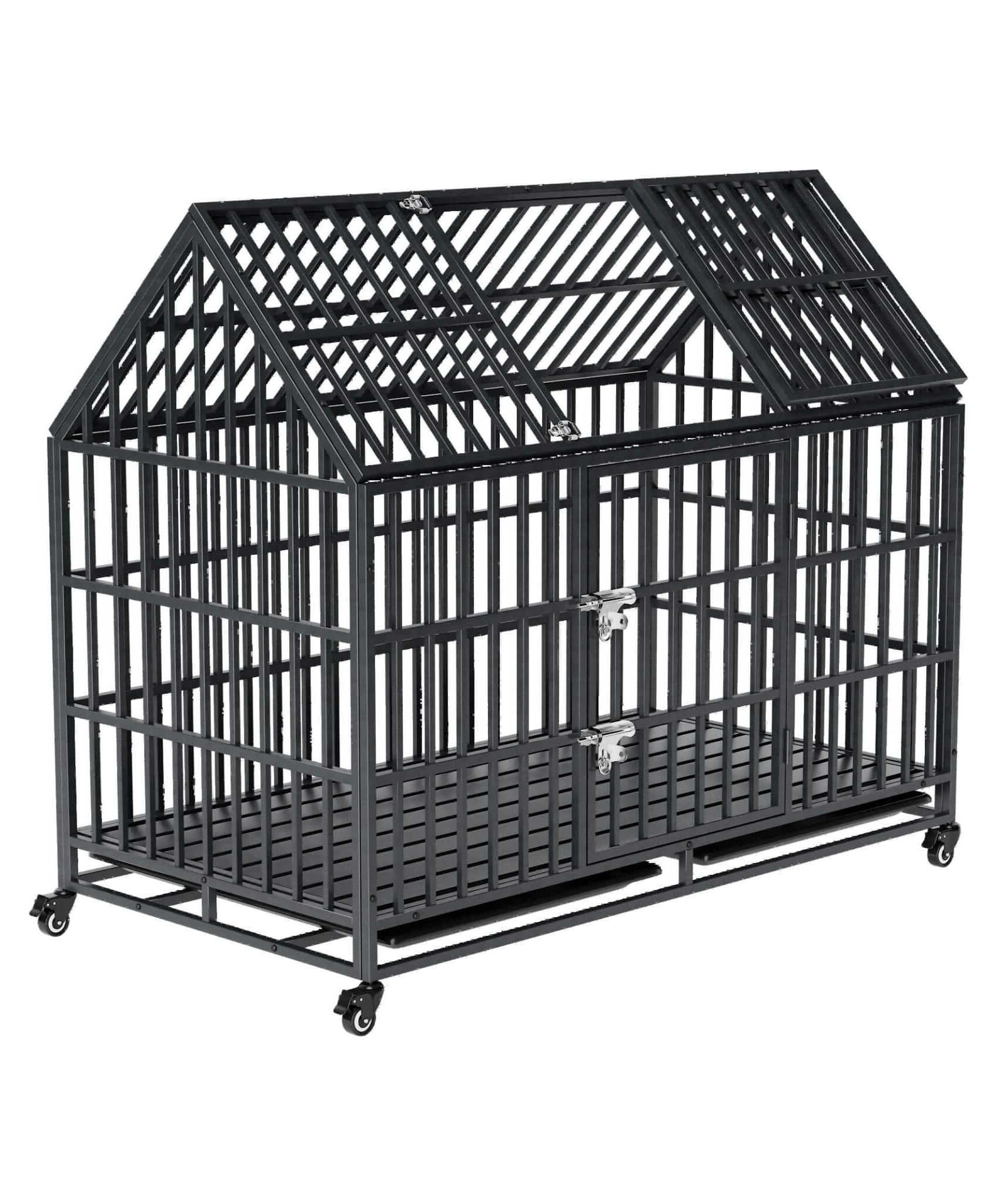 52-Inch Heavy-Duty Dog Crate With Roof Top Escape Proof Design (SAK90267)