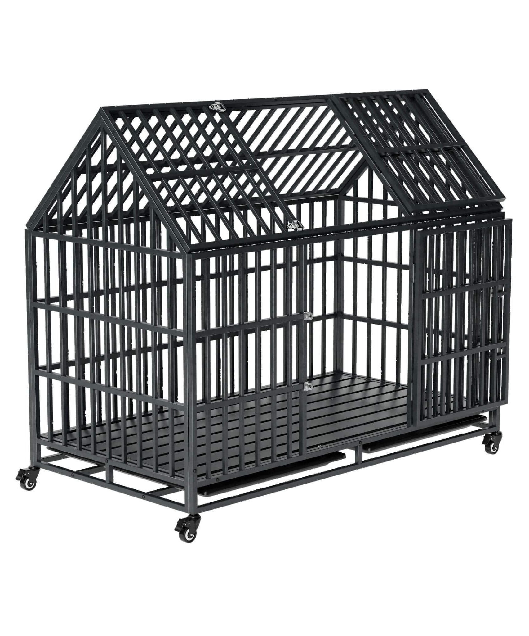 52-Inch Heavy-Duty Dog Crate With Roof Top Escape Proof Design (SAK90267)