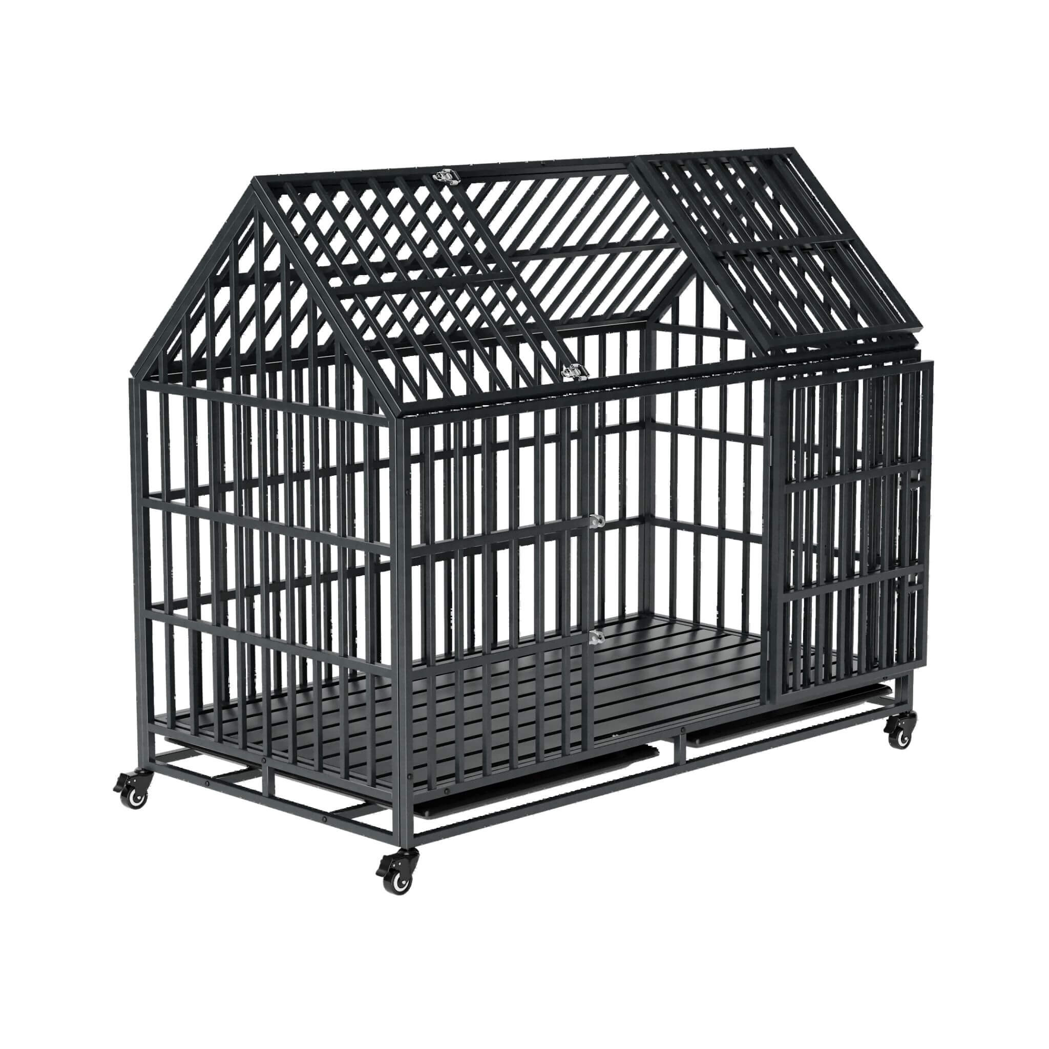 52-Inch Heavy-Duty Dog Crate With Roof Top Escape Proof Design (SAK90267)