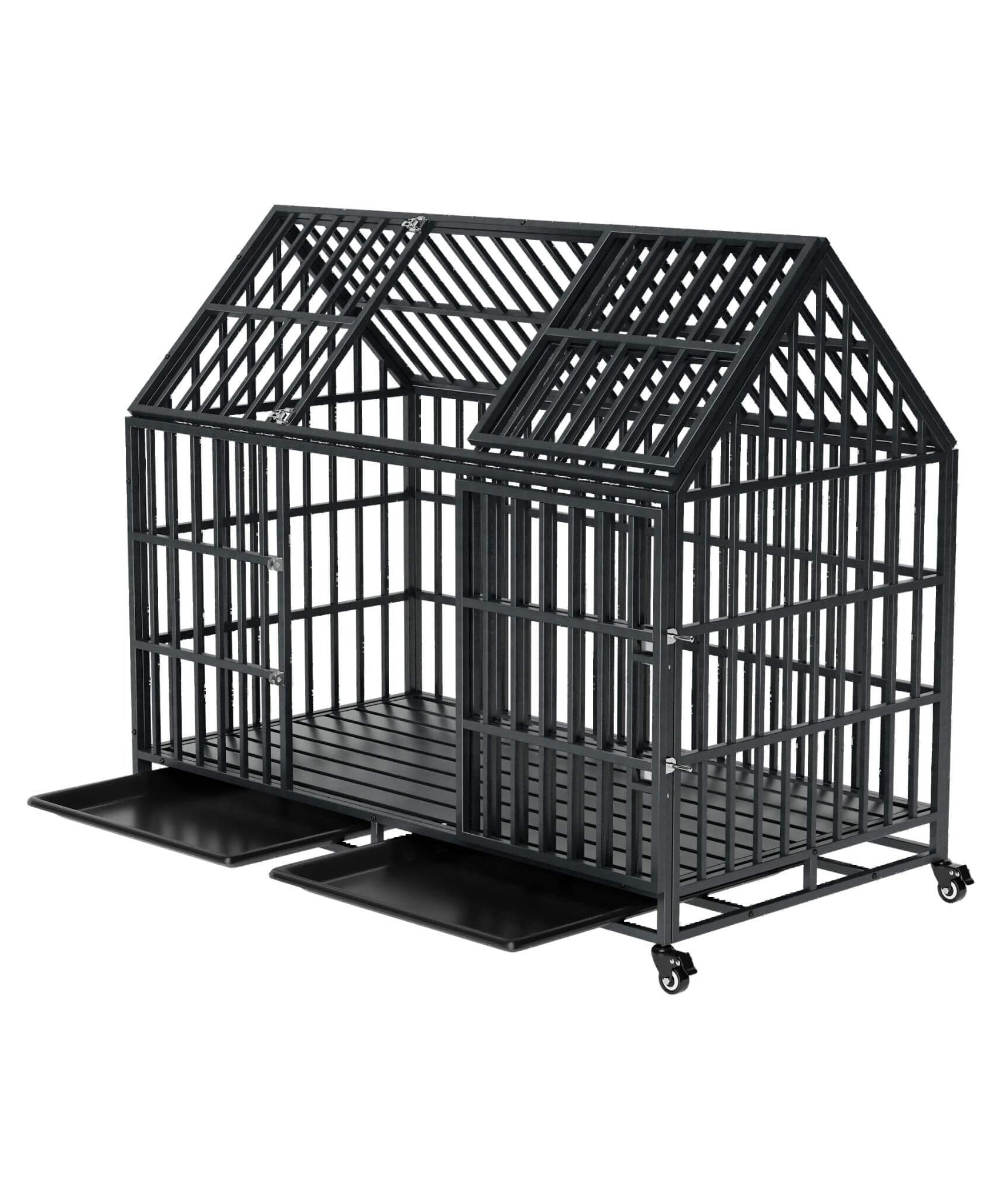 52-Inch Heavy-Duty Dog Crate With Roof Top Escape Proof Design (SAK90267)