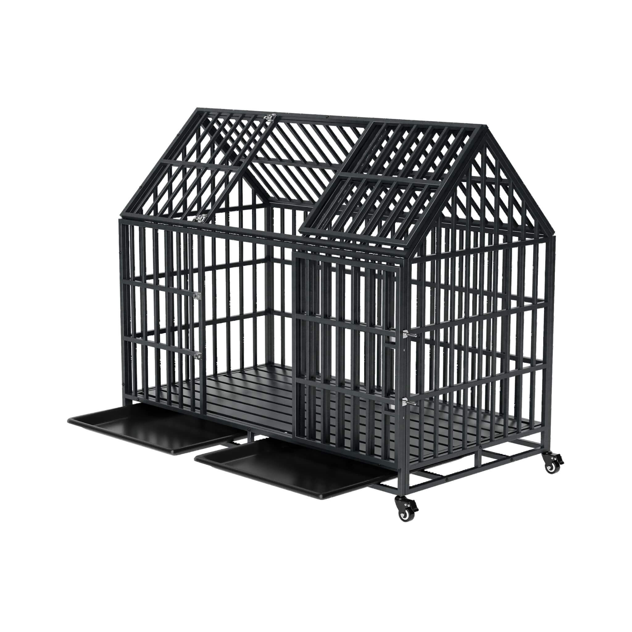 52-Inch Heavy-Duty Dog Crate With Roof Top Escape Proof Design (SAK90267)