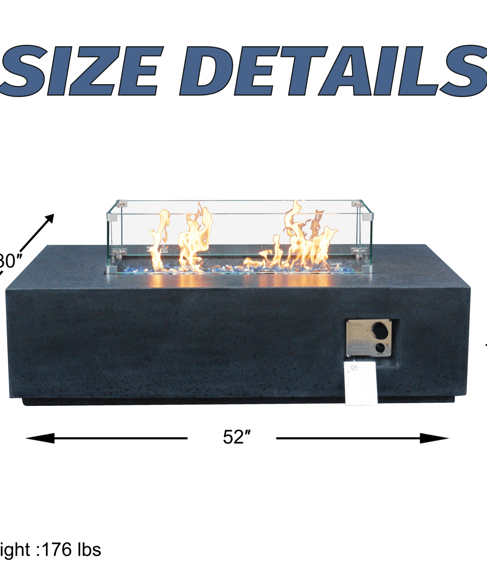 Alora 52" Outdoor Concrete Liquid Propane Rectangular Fire Pit Table (SAK84314)