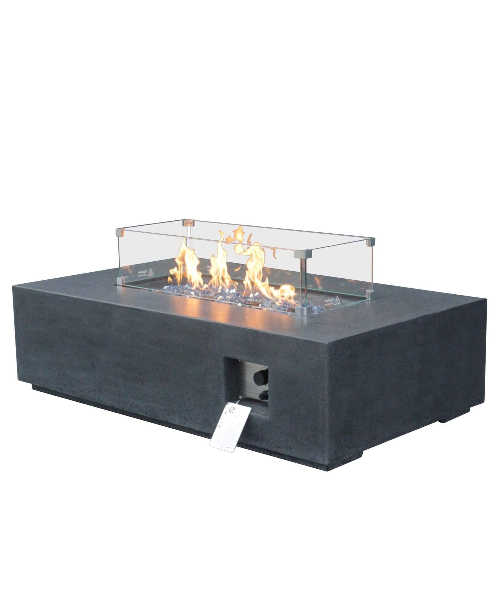 Alora 52-Inch Portable Concrete Rectangular Propane Fire Pit Table With Repair Kit (SAK52304)