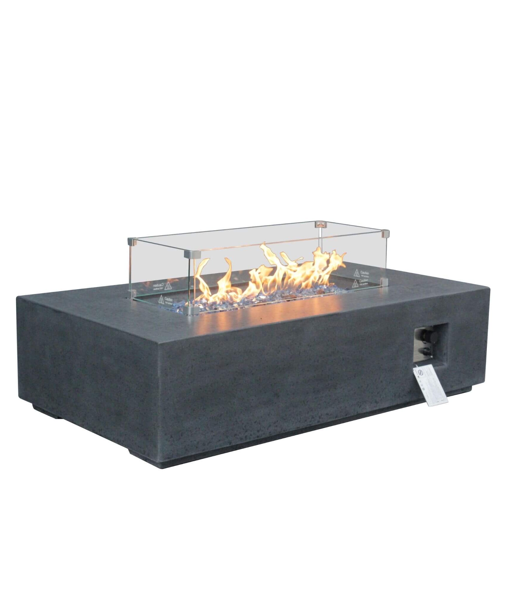 Alora 52-Inch Portable Concrete Rectangular Propane Fire Pit Table With Repair Kit (SAK52304)