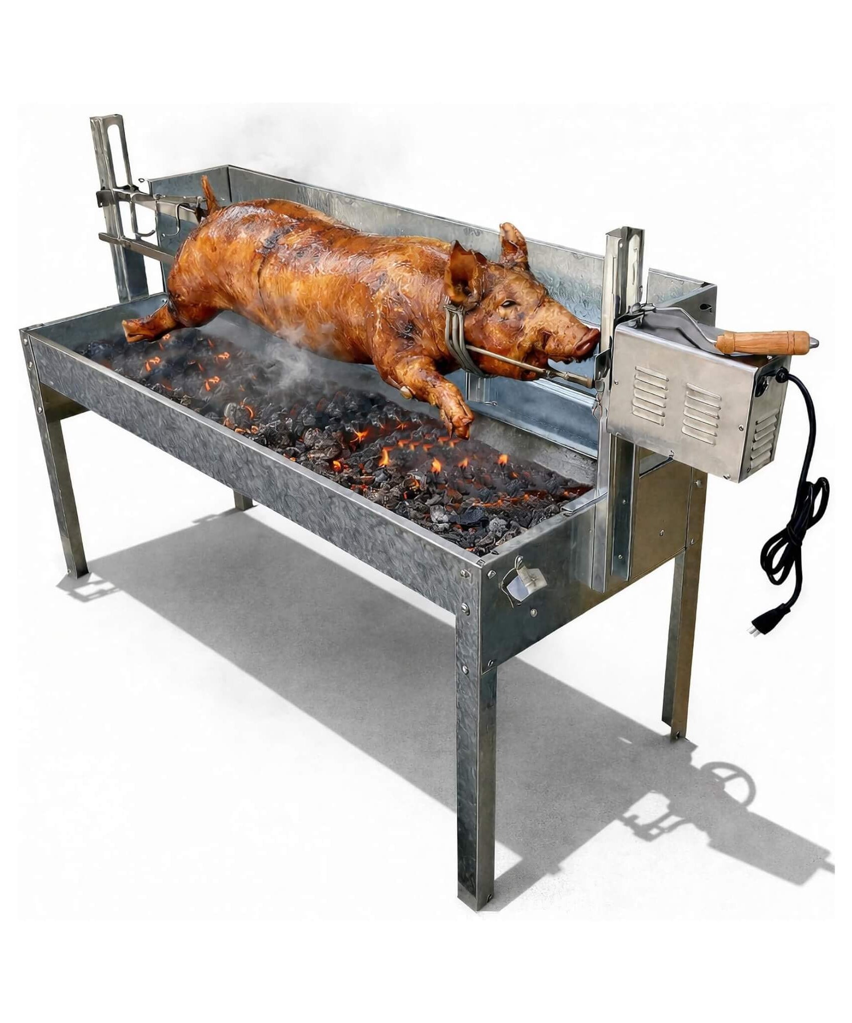 52-Inch Stainless Steel Charcoal Rotisserie Spit Roaster With Wind Shield (SAK37482)
