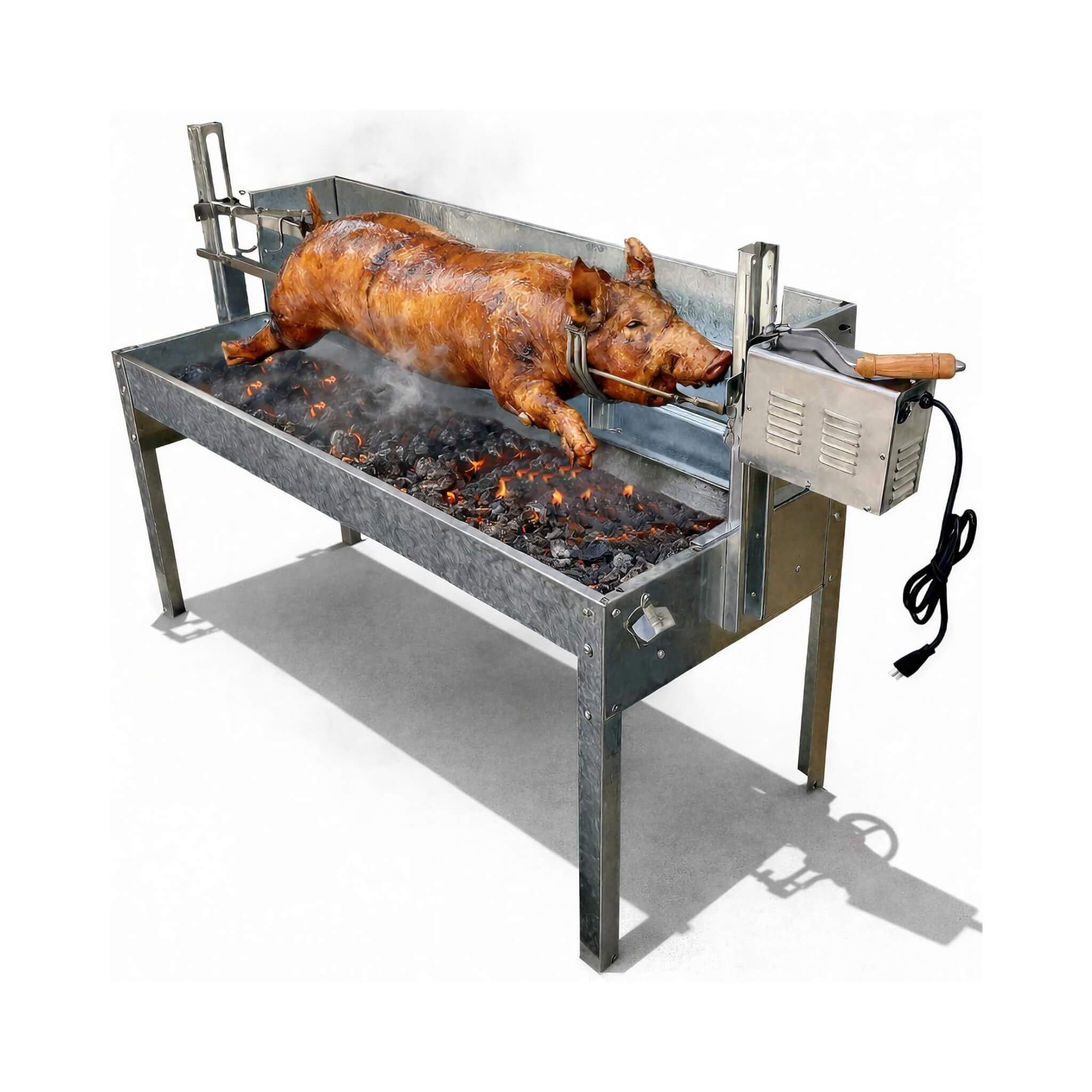52-Inch Stainless Steel Charcoal Rotisserie Spit Roaster With Wind Shield (SAK37482)