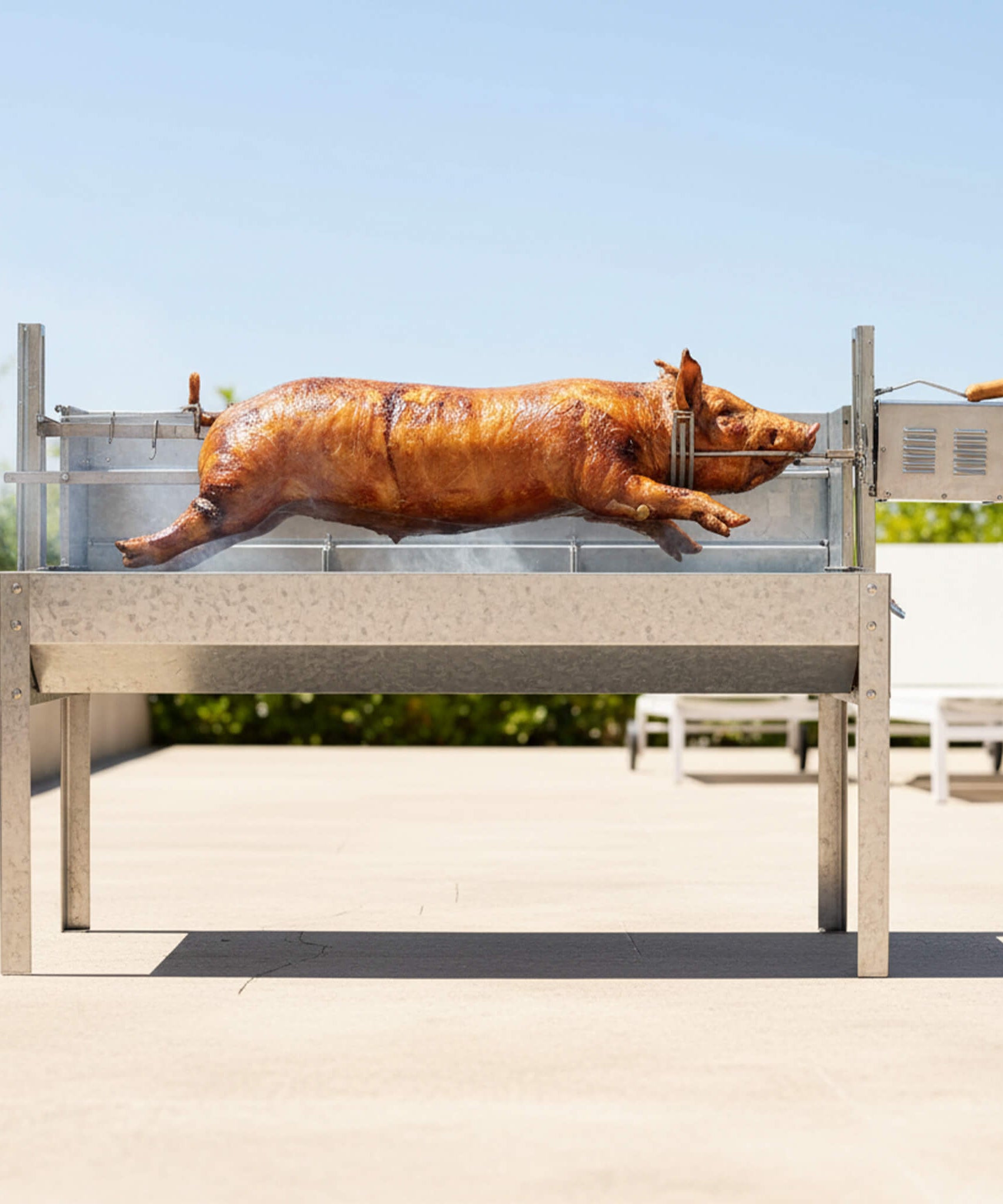 52-Inch Stainless Steel Charcoal Rotisserie Spit Roaster With Wind Shield (SAK37482)