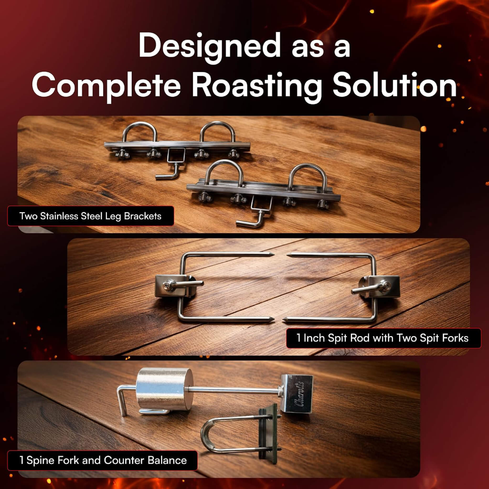 52-Inch Stainless Steel Charcoal Rotisserie Spit Roaster With Wind Shield (SAK37482)