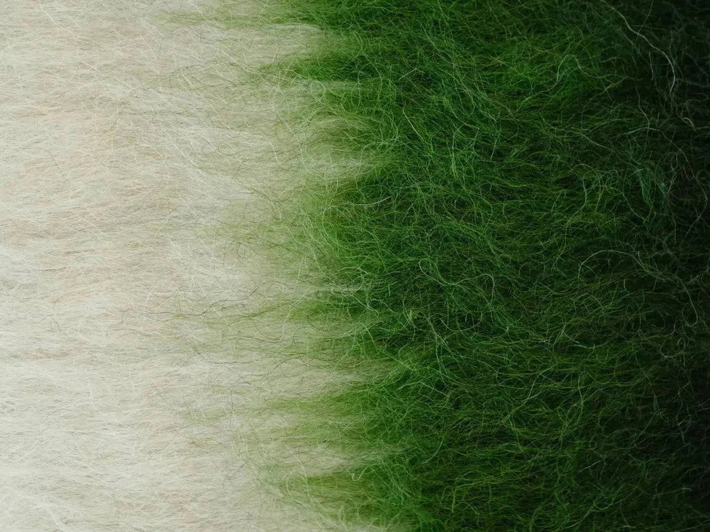 Emerald, Green & Cream Handwoven Wool Pillow – Brushed Texture