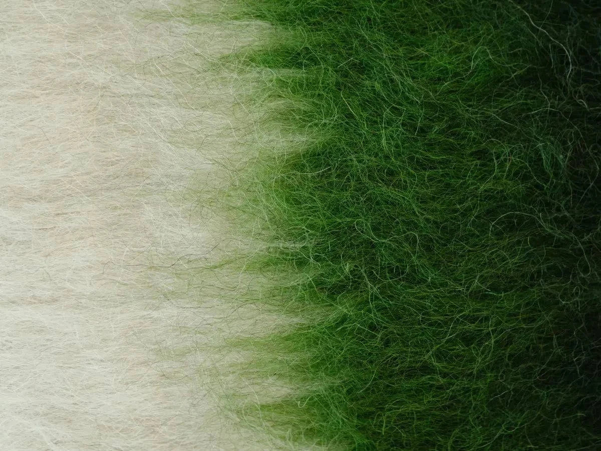 Emerald, Green & Cream Handwoven Wool Pillow – Brushed Texture