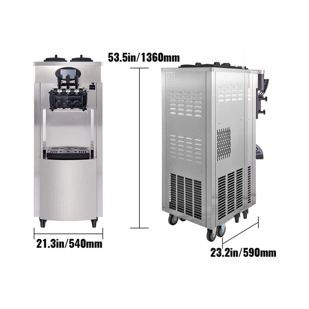 53-Inch Freestanding 3-Flavors Commercial Soft Serve Yogurt Ice Cream Machine Maker With Auto Clean (SAK74031)