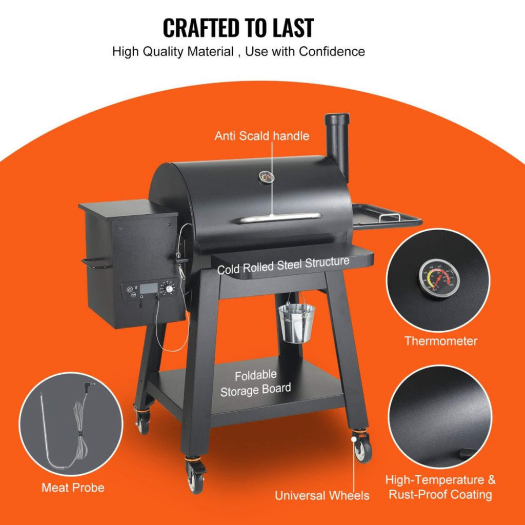 53-Inch Heavy-Duty Portable Wood Pellet BBQ Grill With Cart (SAK93641)