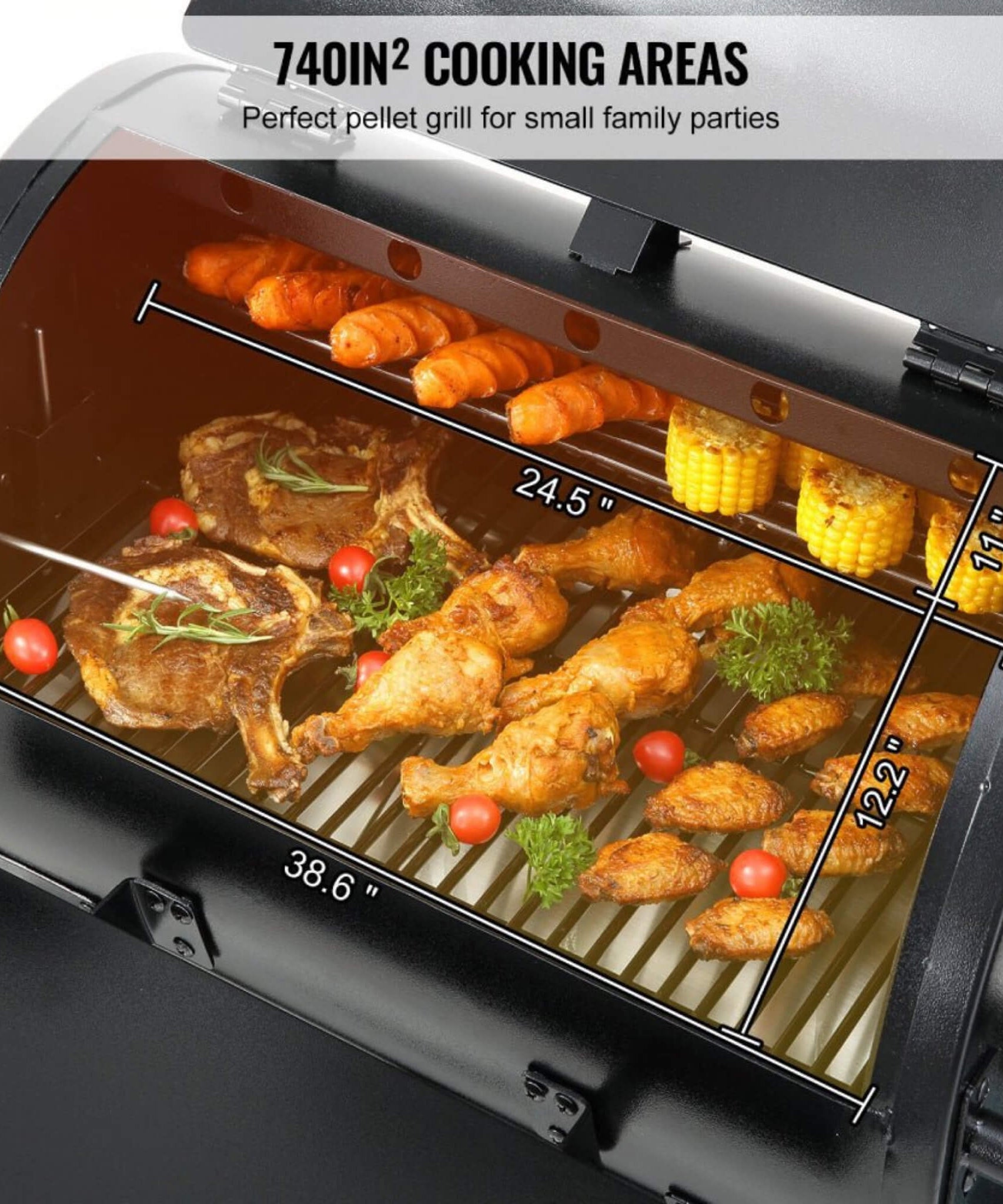 53-Inch Heavy-Duty Portable Wood Pellet BBQ Grill With Cart (SAK93641)