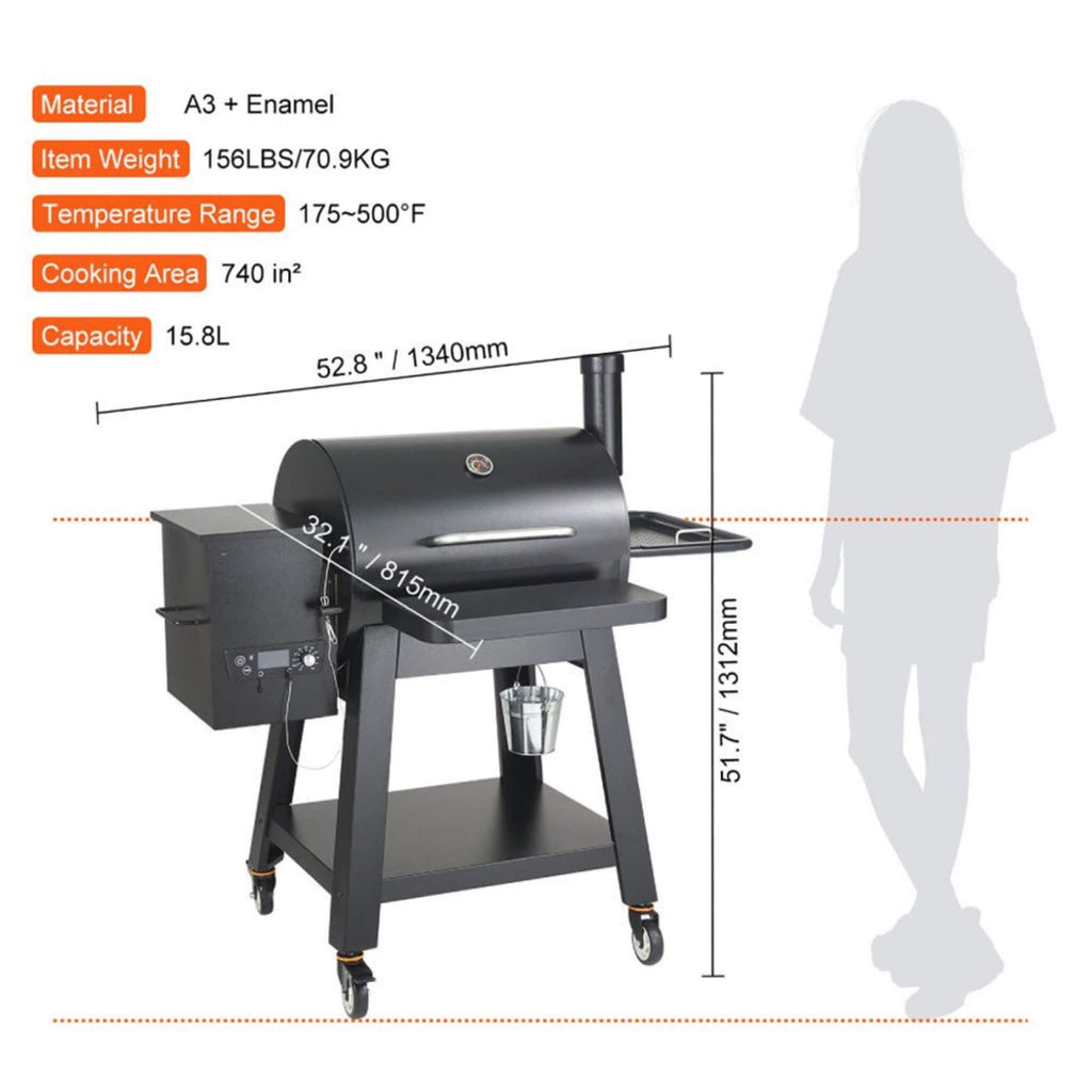 53-Inch Heavy-Duty Portable Wood Pellet BBQ Grill With Cart (SAK93641)