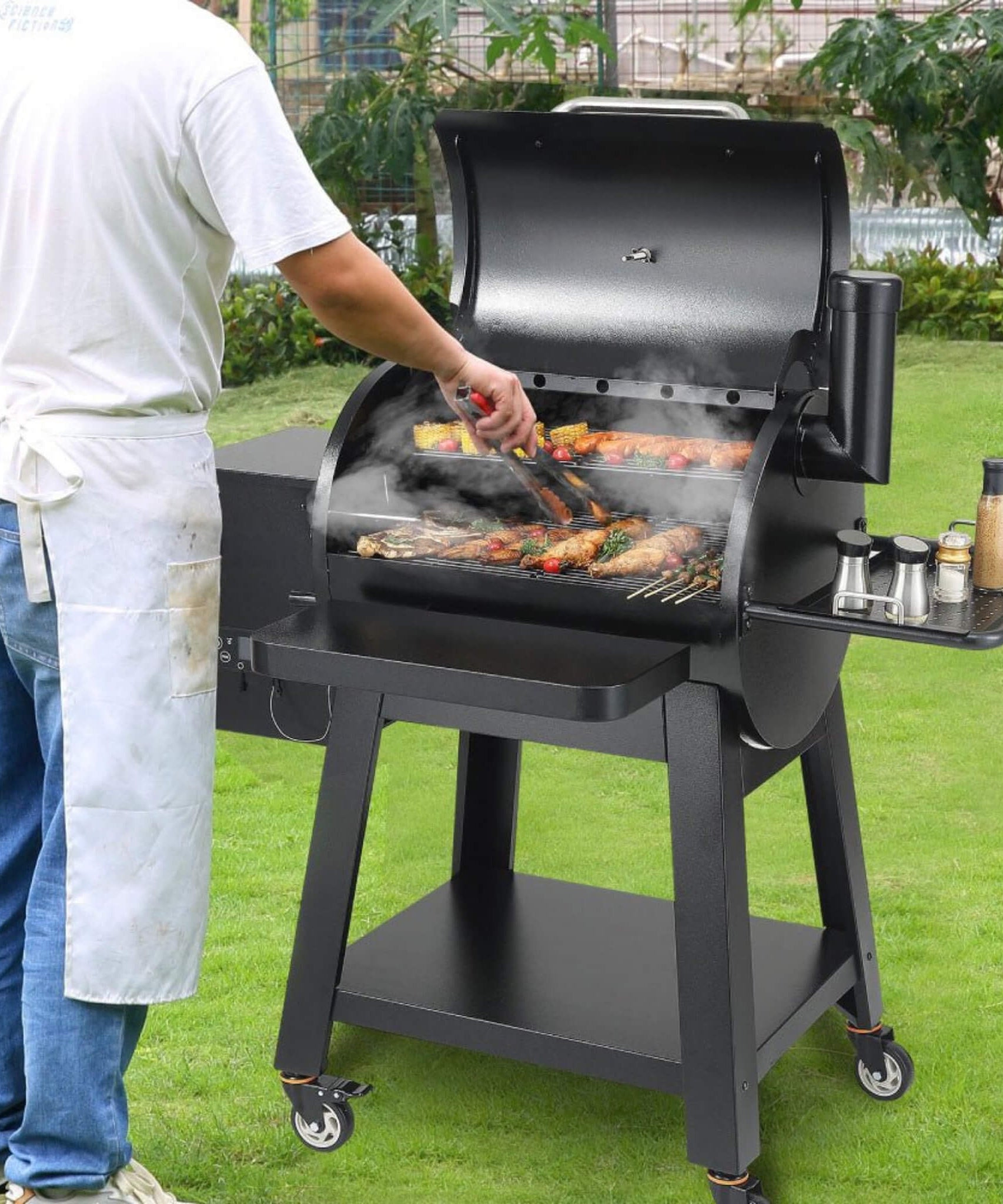 53-Inch Heavy-Duty Portable Wood Pellet BBQ Grill With Cart (SAK93641)