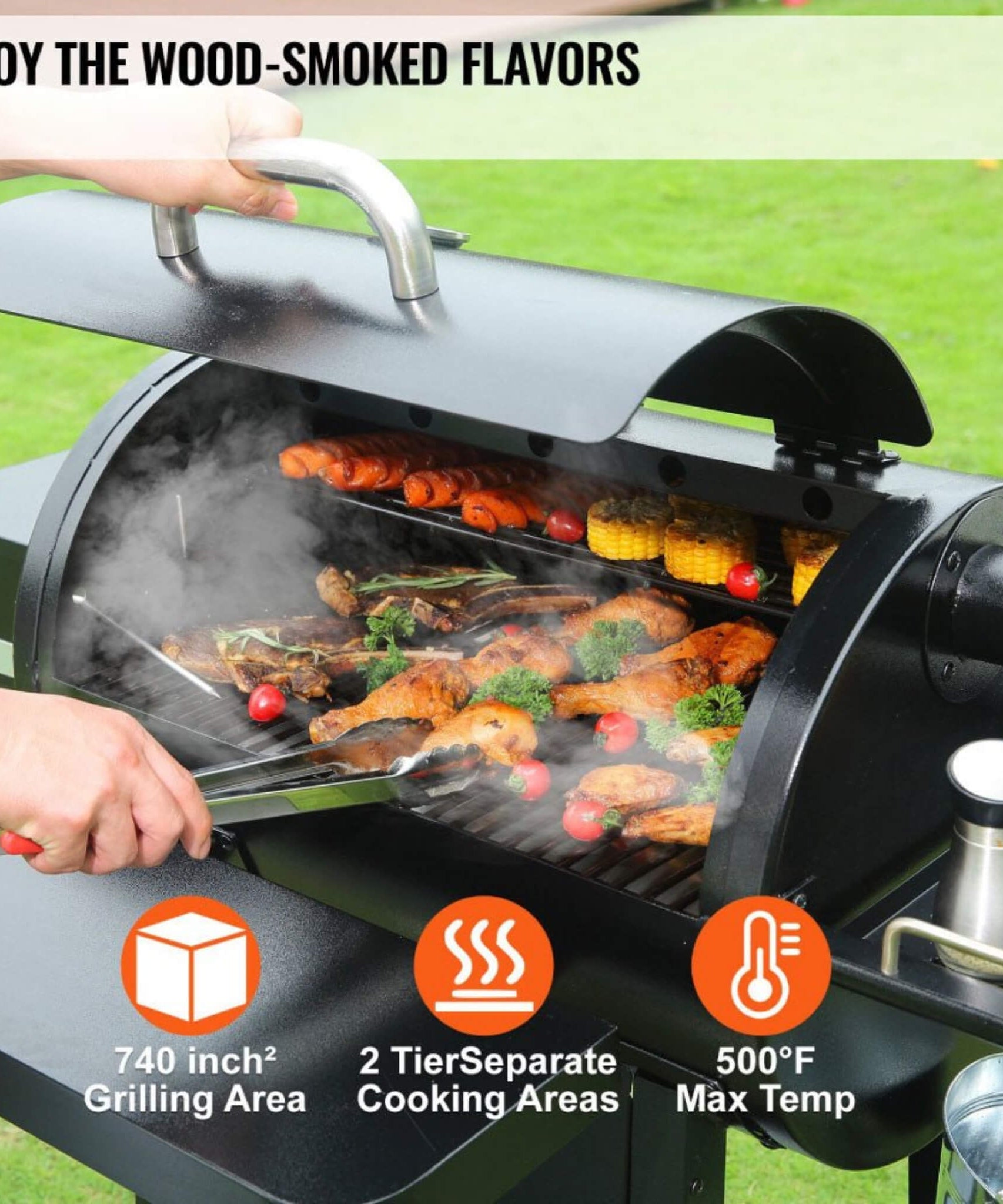 53-Inch Heavy-Duty Portable Wood Pellet BBQ Grill With Cart (SAK93641)