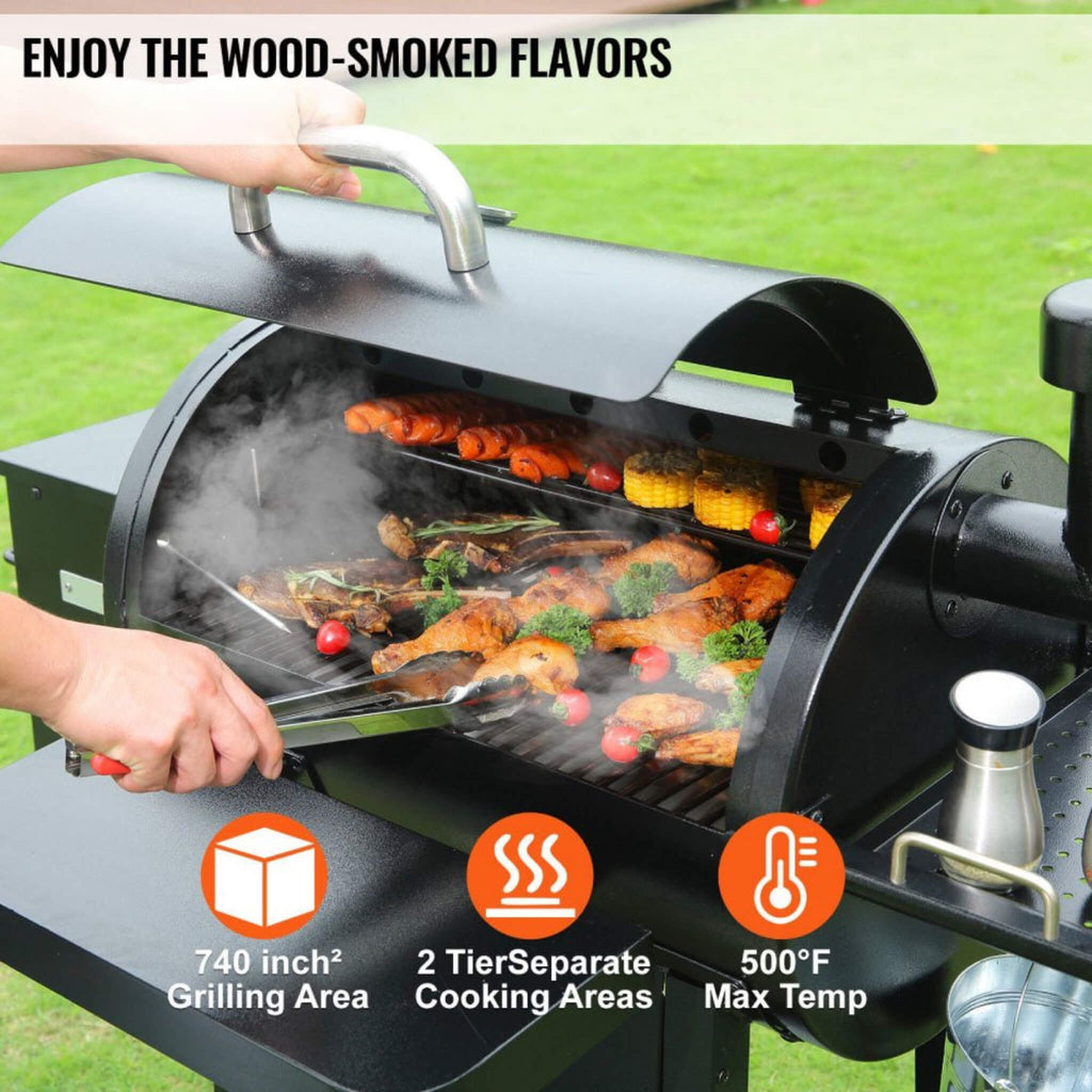 53-Inch Heavy-Duty Portable Wood Pellet BBQ Grill With Cart (SAK93641)